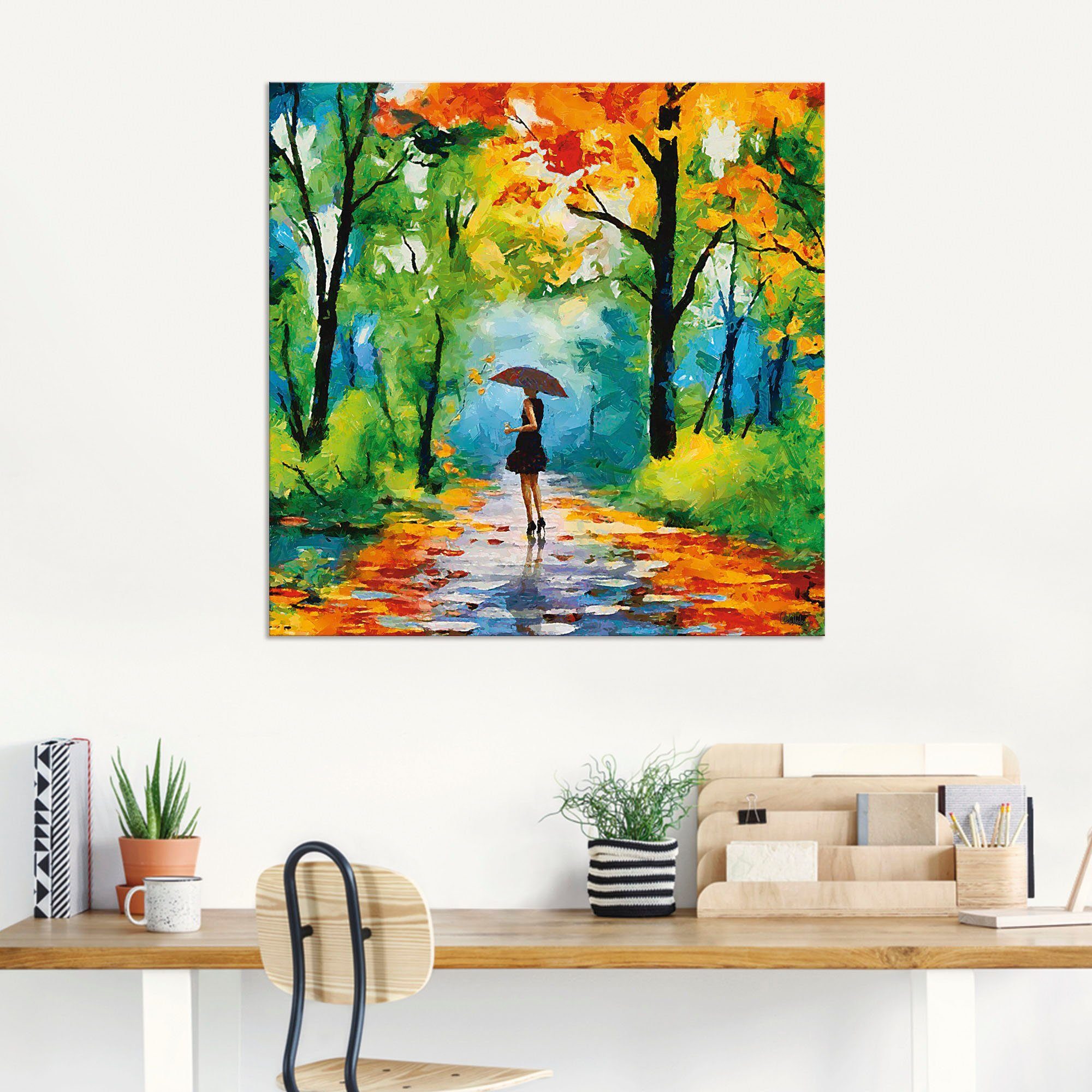 Artland Artprint Herfstige wandeling in het park als artprint van aluminium, artprint voor buiten, artprint op linnen, poster, muursticker