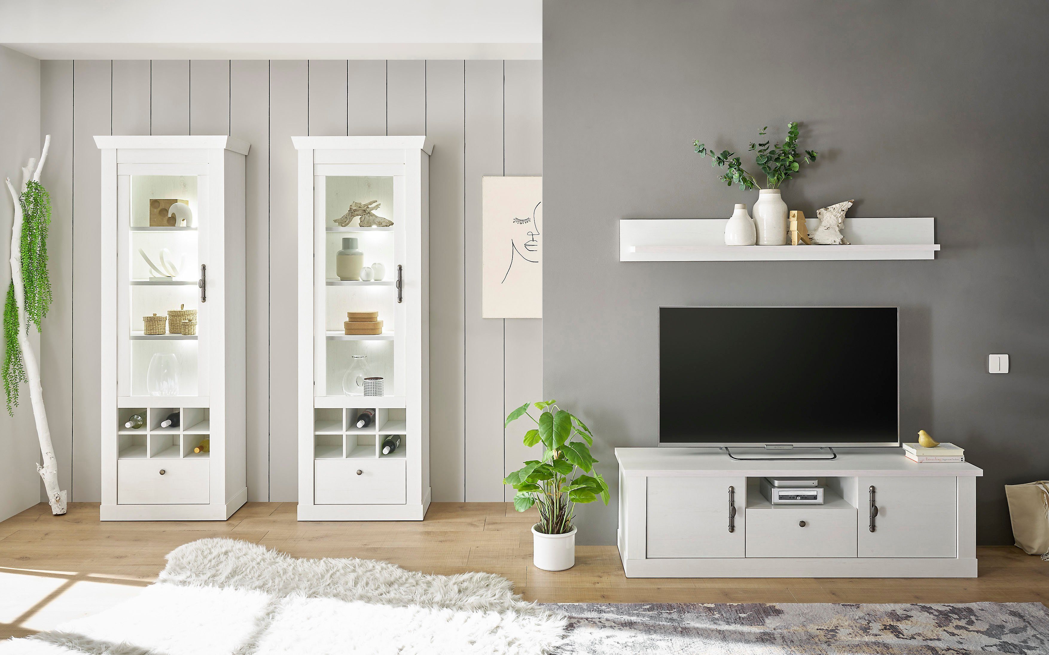 Home affaire Wandmeubel Ravenna in romantische landelijke stijl, grepen van metaal, soft-closefunctie (4-delig)