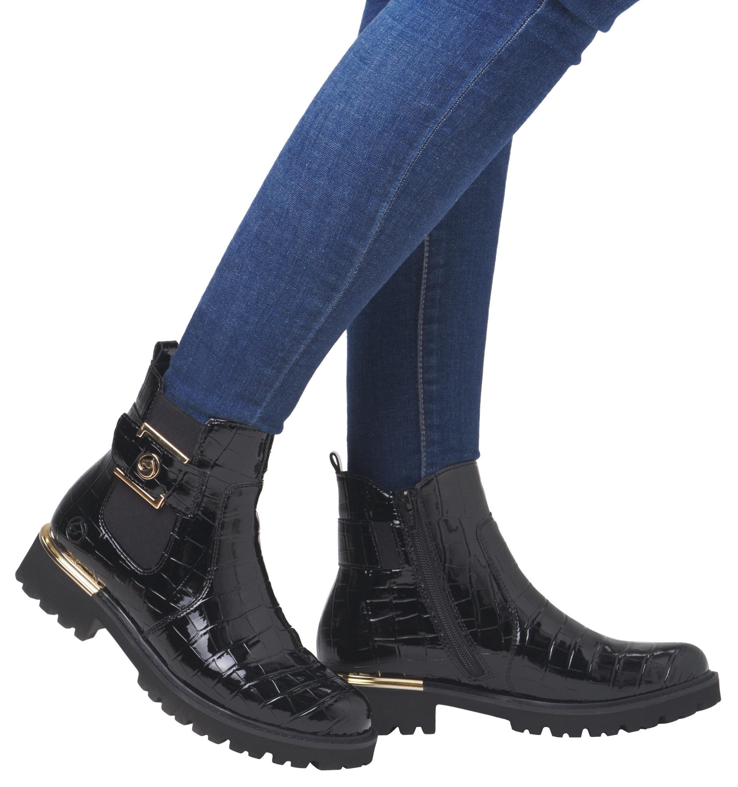 Remonte Chelsea-boots blokhak, laarzen, enkellaars met praktische binnenrits