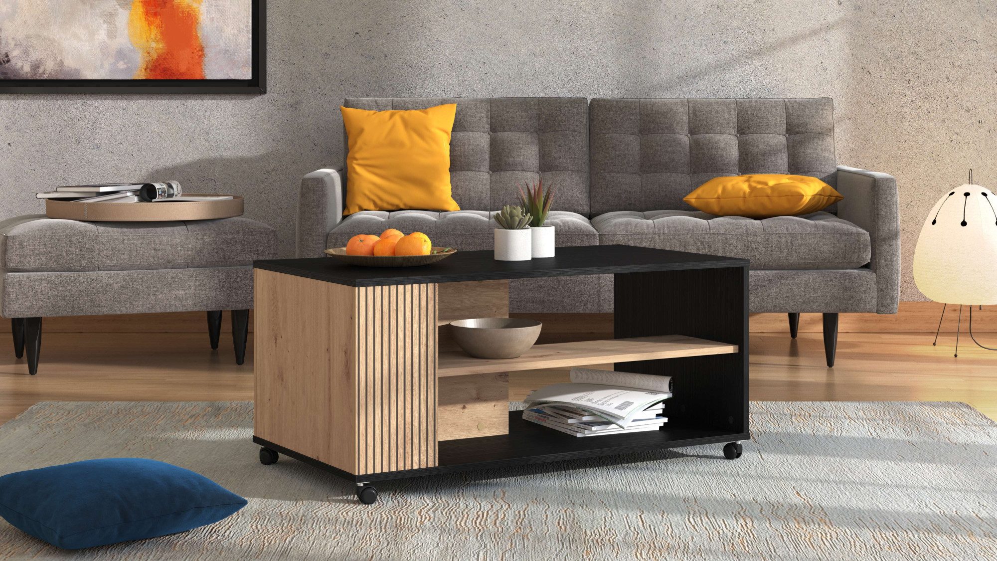 INOSIGN Salontafel Correze koffietafel, 100 cm, artisan eik, in trendy kleuren, modern salontafels zwart