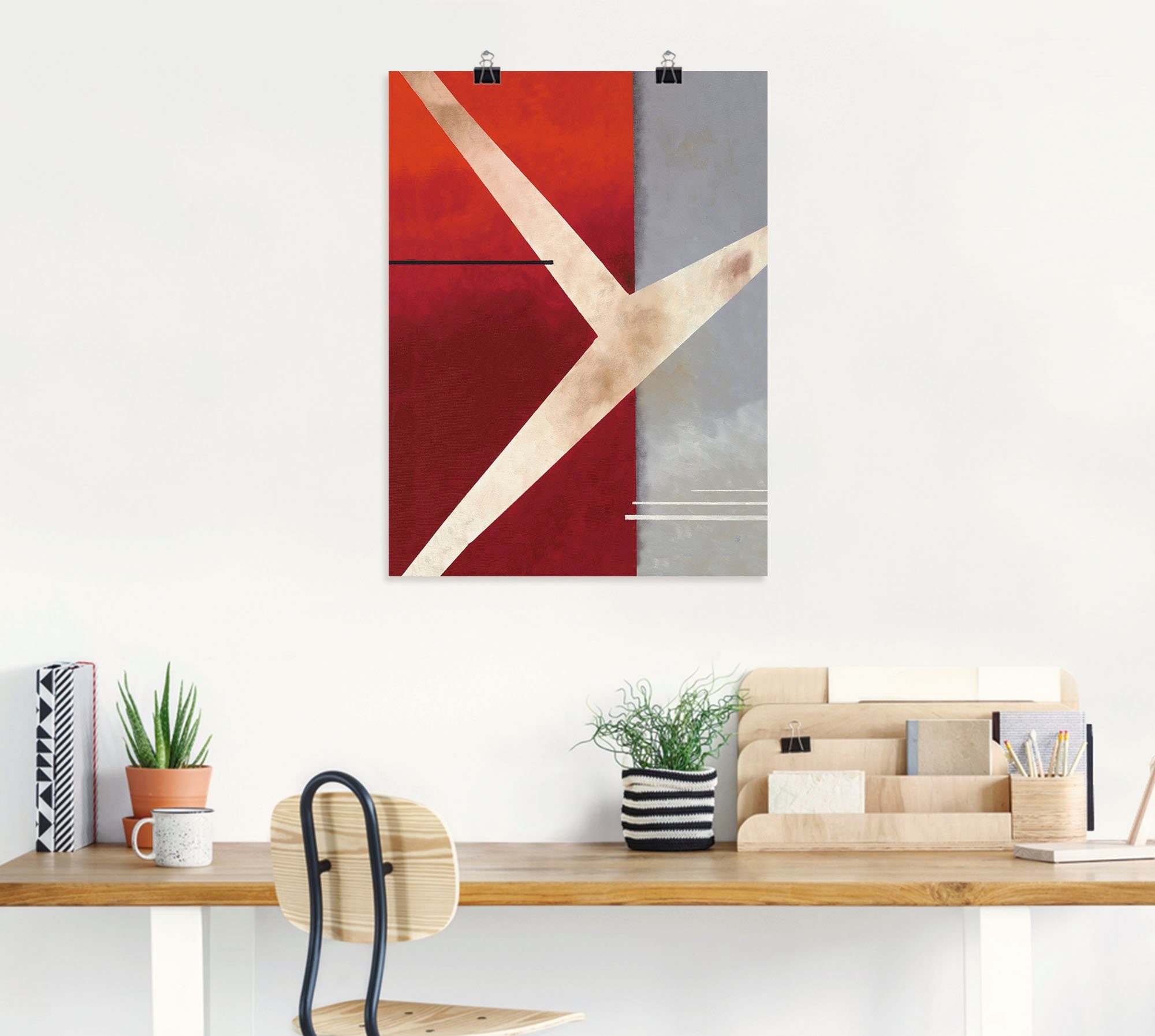 Artland Artprint Abstract in rood/grijs als artprint op linnen, poster in verschillende formaten maten