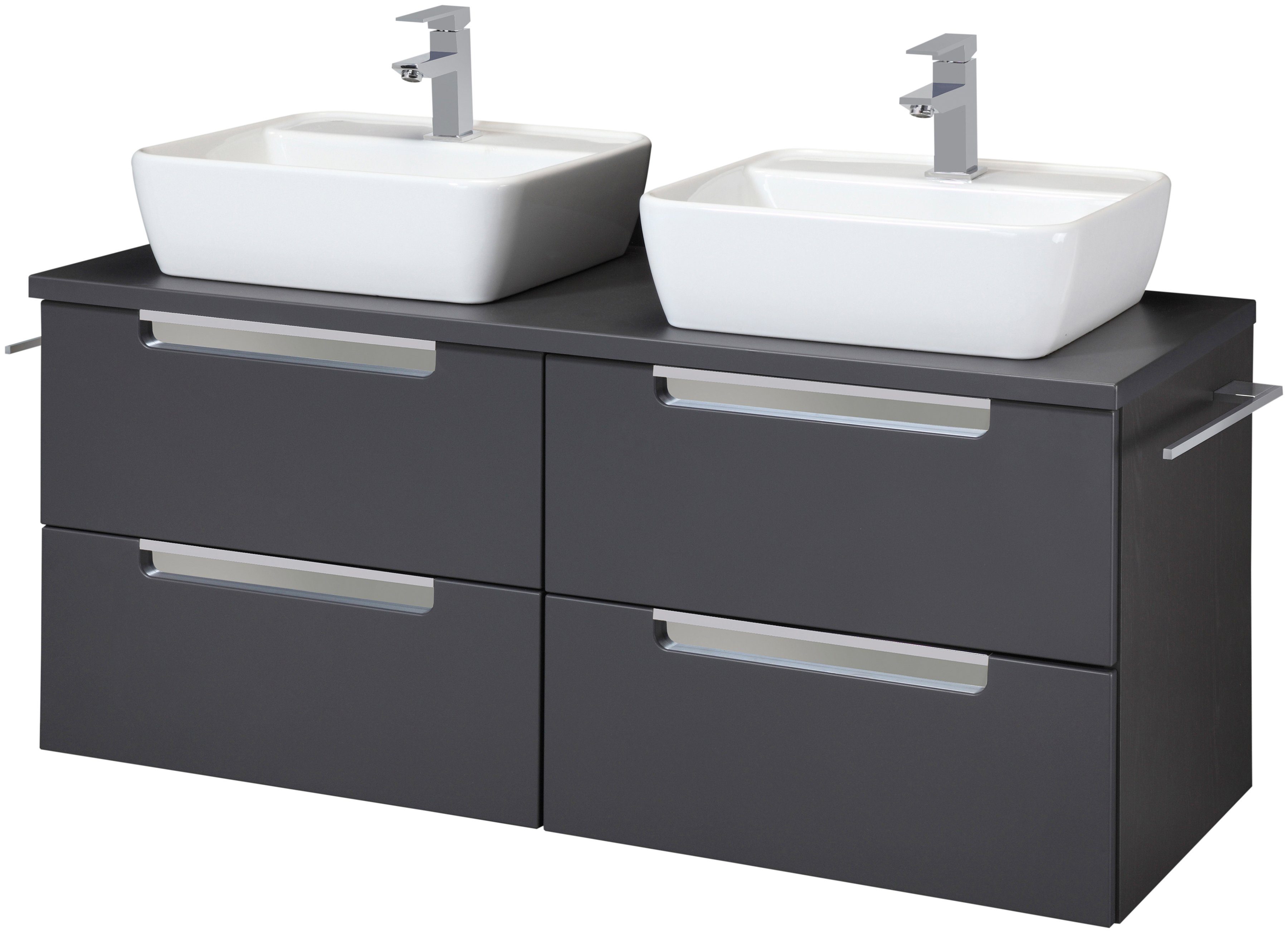 welltime Dubbele wastafel Malibu met soft-closetechniek, breedte 120 cm wastafelmeubels grijs