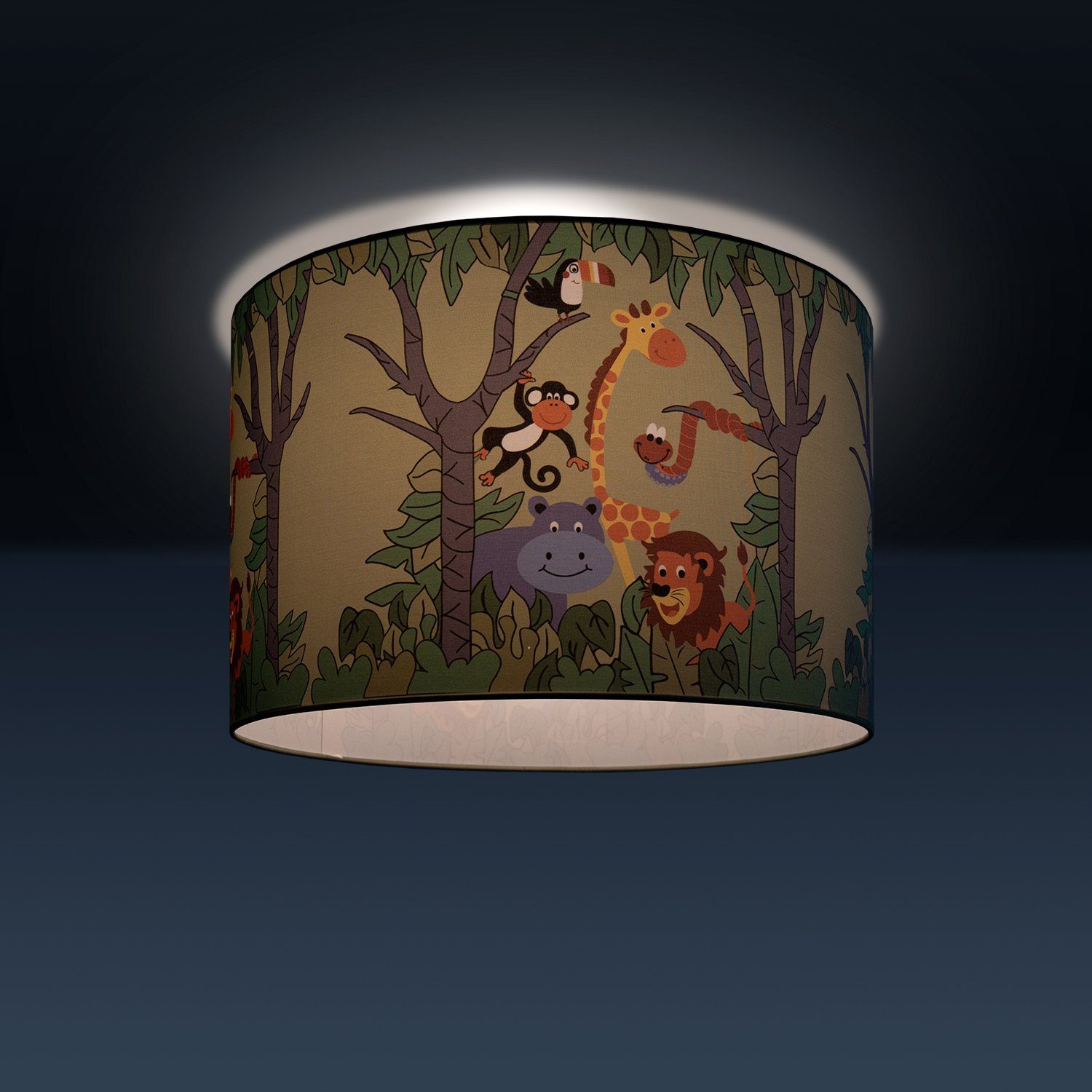 Paco Home Plafondlamp Diamond 638 Kinderlamp plafondlamp LED kinderkamer jungle dieren-motief E27