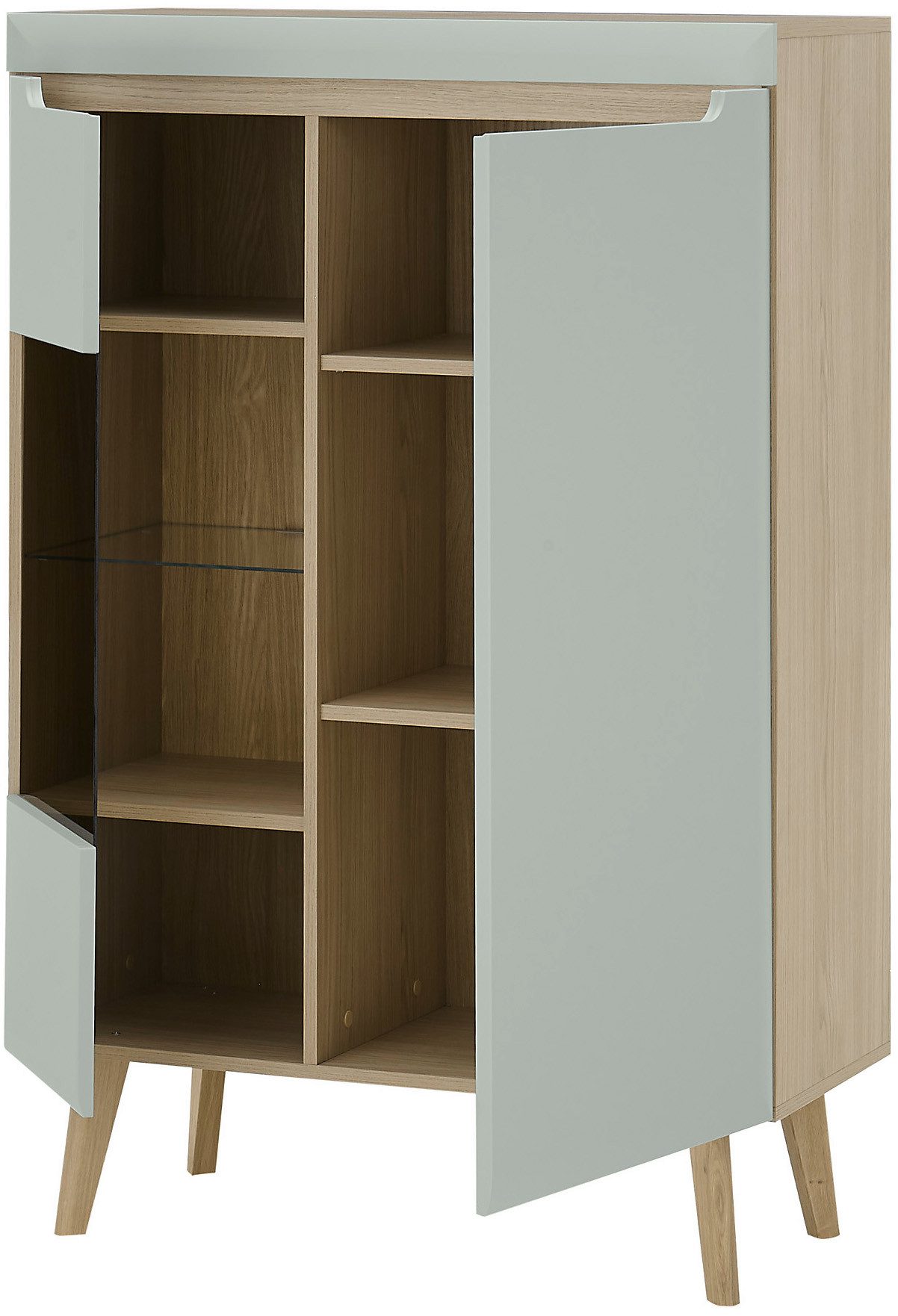 INOSIGN Vitrinekast Torge, hoge kast, glazen vitrine, staande vitrine, vitrinekast in drie verschillende kleuren beschikbaar, glazen deur & -bodem, 90 cm breed (1 stuk)