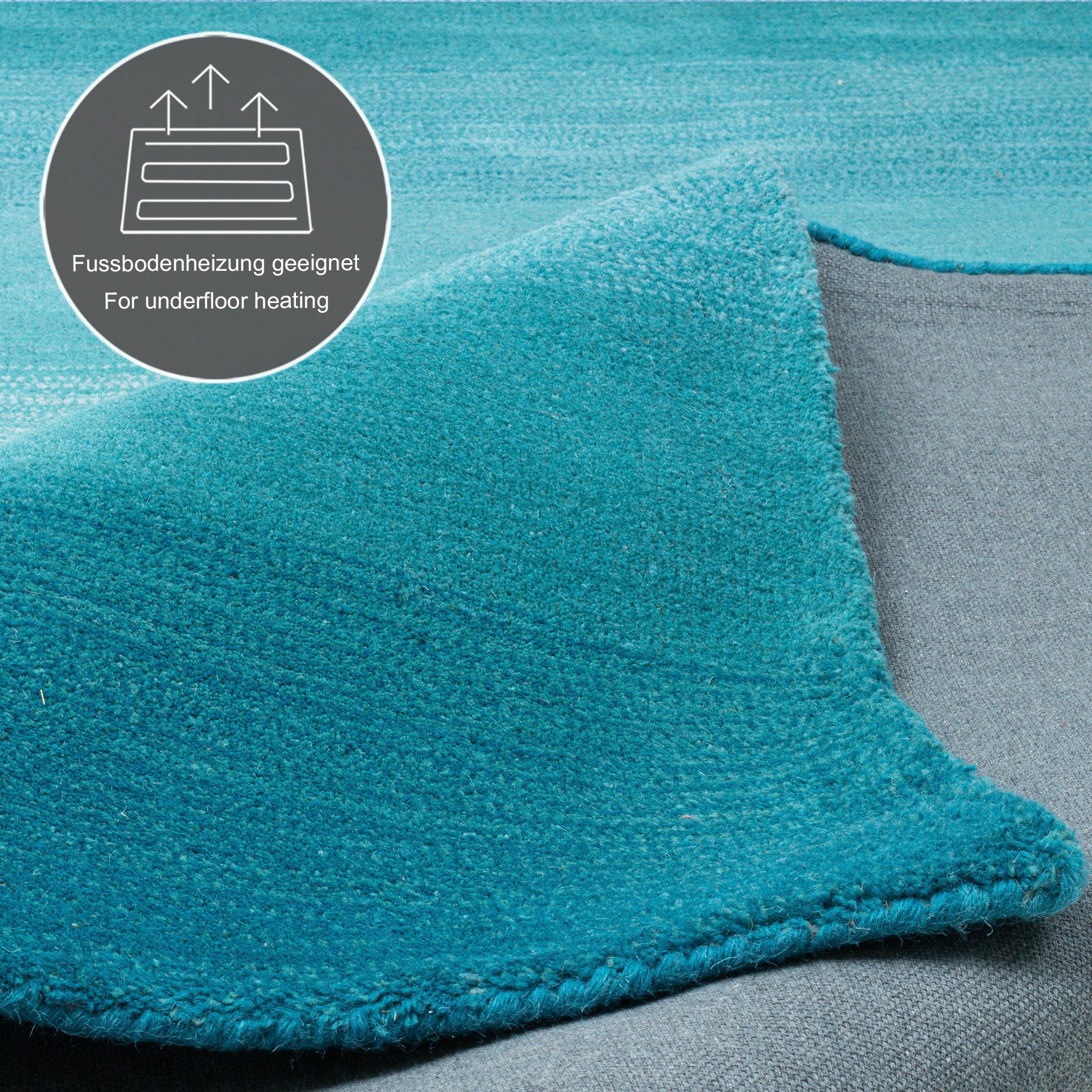 THEKO Wollen kleed Wool Comfort Handgeweven vloerkleed, zuivere wol, met de hand geweven, briljante kleuren, Scandinavisch