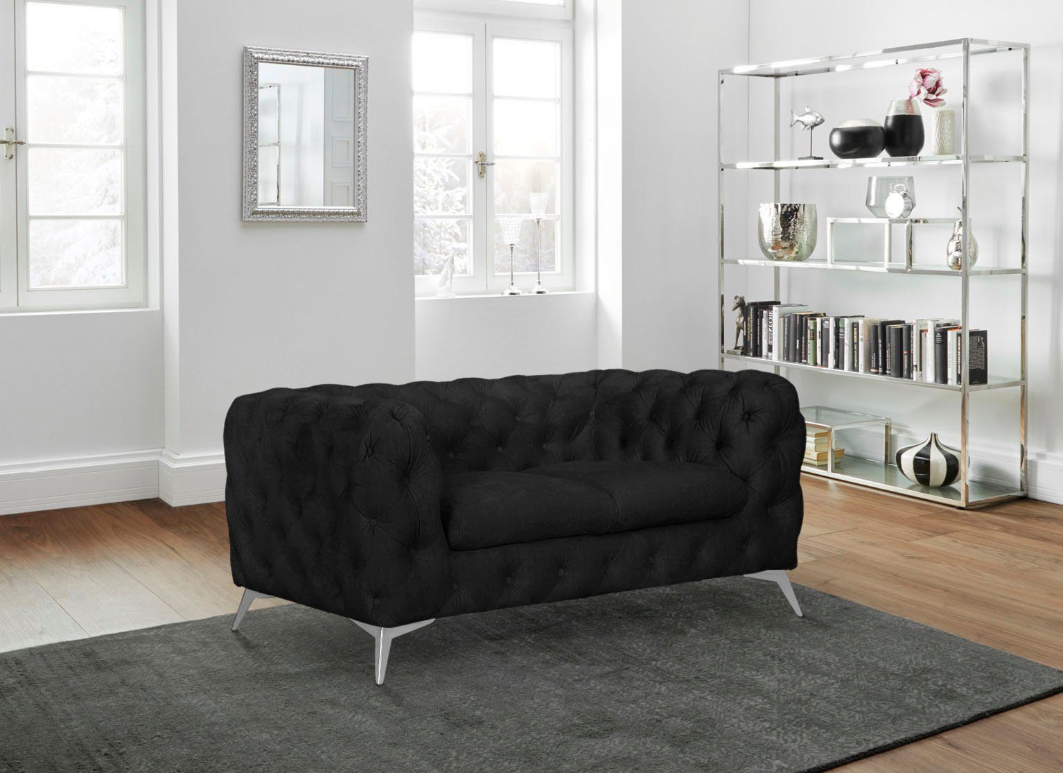 Leonique Chesterfield-bank Glynis luxueuze capitonnage, moderne chesterfield look, kleur van de poten ter keuze