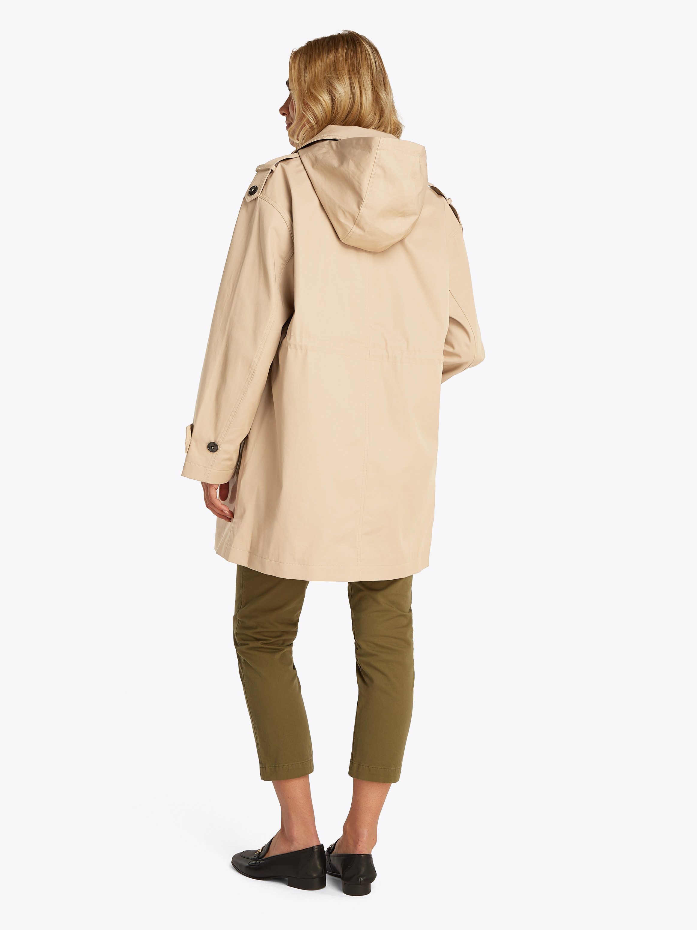 Tommy Hilfiger Parka ESS COTTON HOOD PARKA in trenchcoat-look, met capuchon, met tailleband