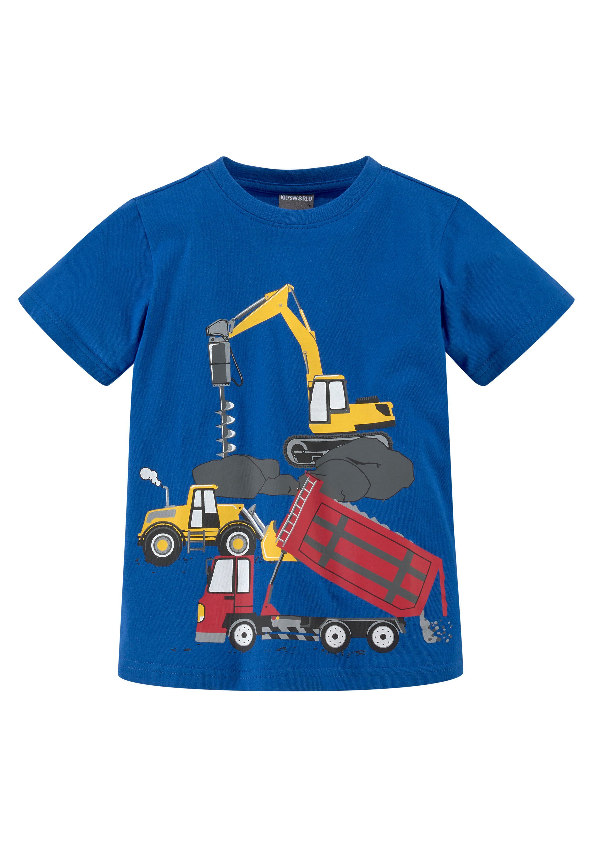 KIDSWORLD T-shirt Met coole BOUWMACHINE-print Korte mouwen, basic pasvorm, bedrukt, ronde hals