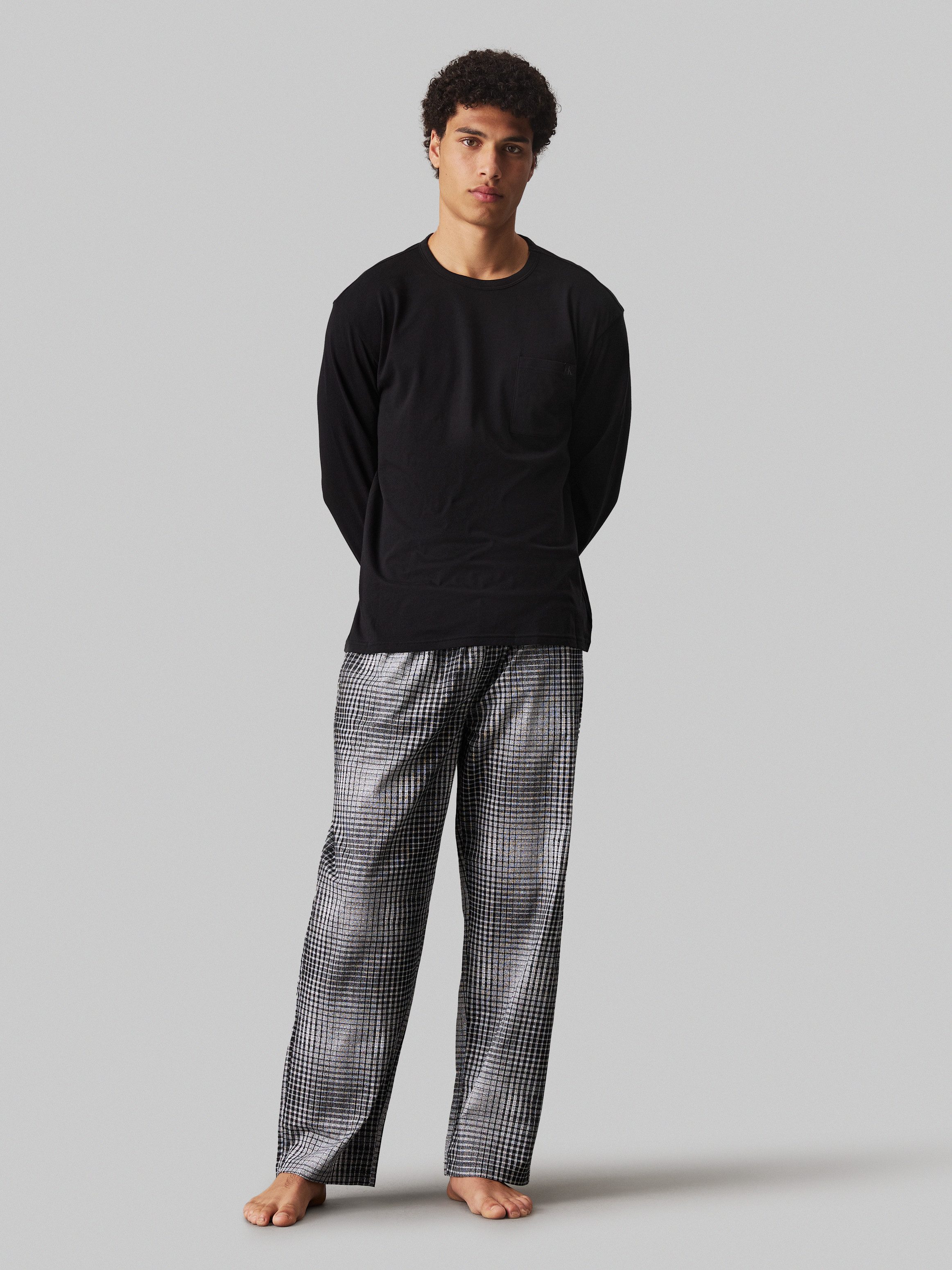 Calvin Klein Pyjama L/S PANT SET met geruite broek (set, 2-delig)