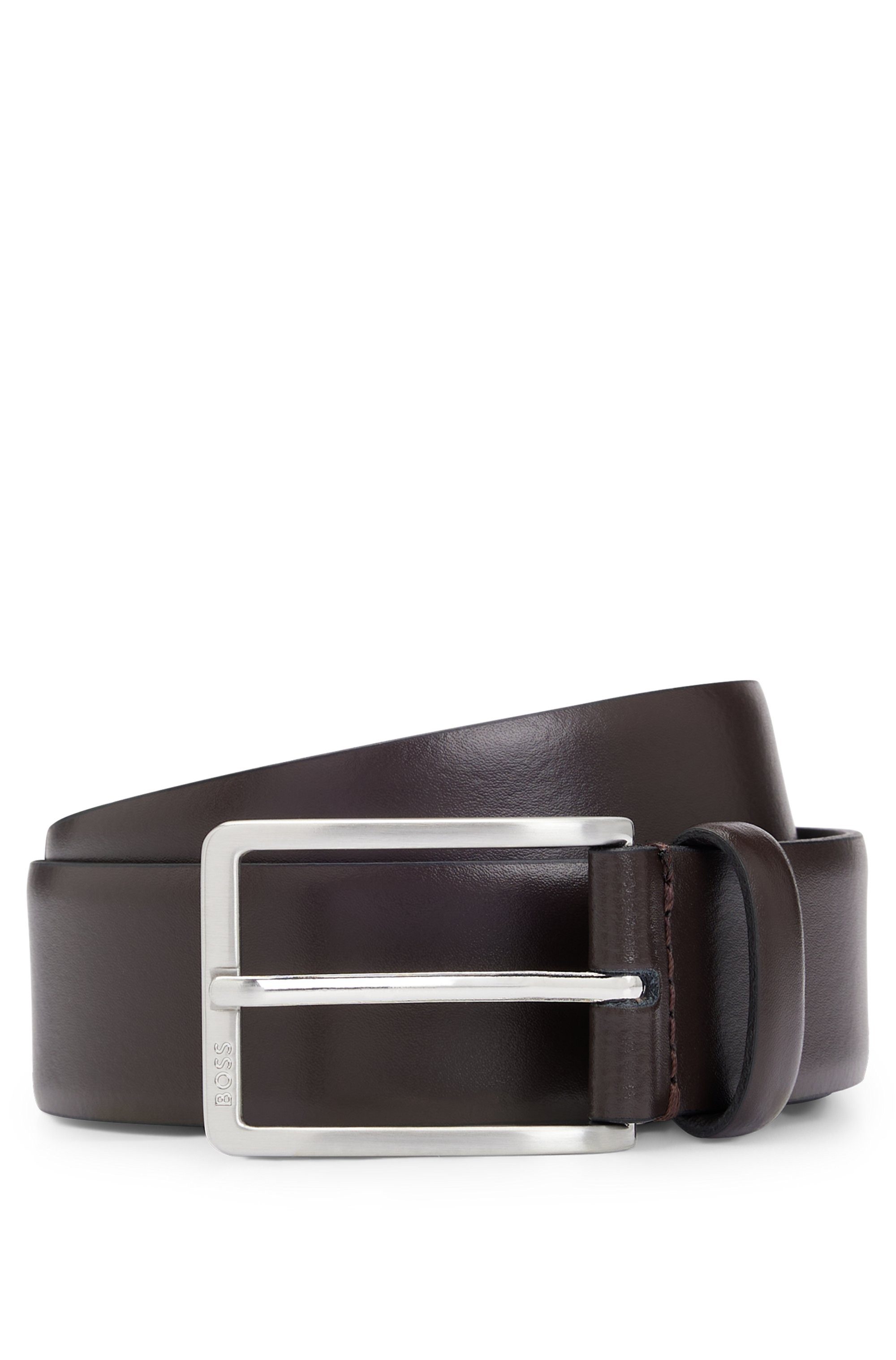 Boss Leren riem Erman-L_Sz35 met subtiele boss-reliëf op de sluiting