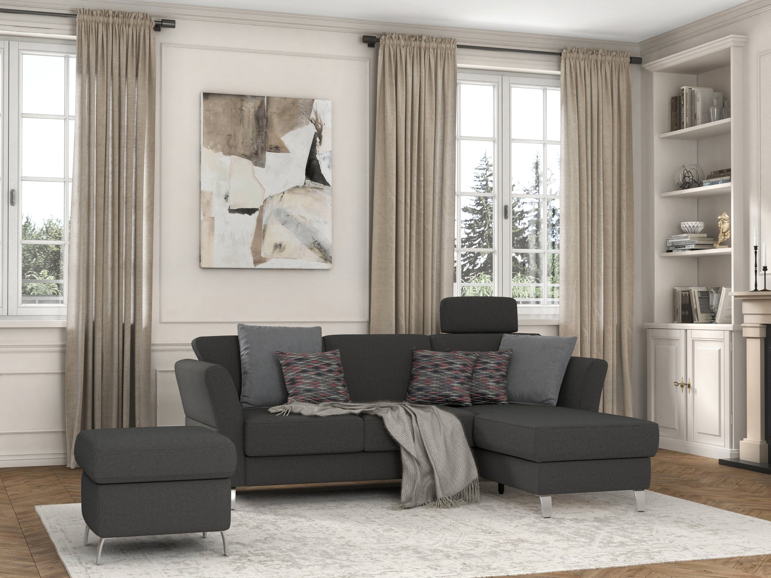sit&more Hoekbank Visby L-vorm naar keuze met slaapfunctie en bedkist, vrij plaatsbaar