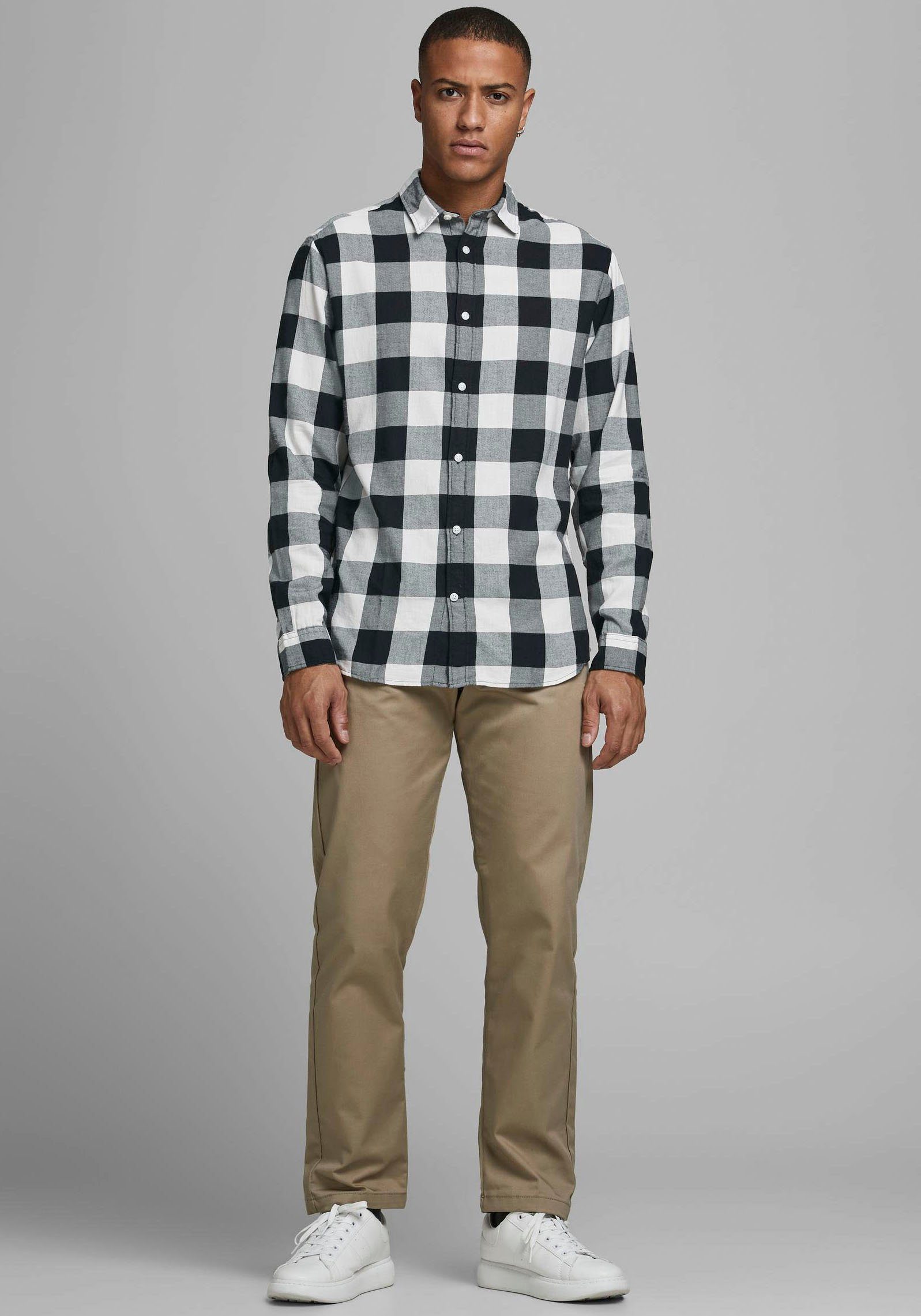 Jack & Jones Geruit overhemd JJ JJEGINGHAM TWILL SHIRT L/