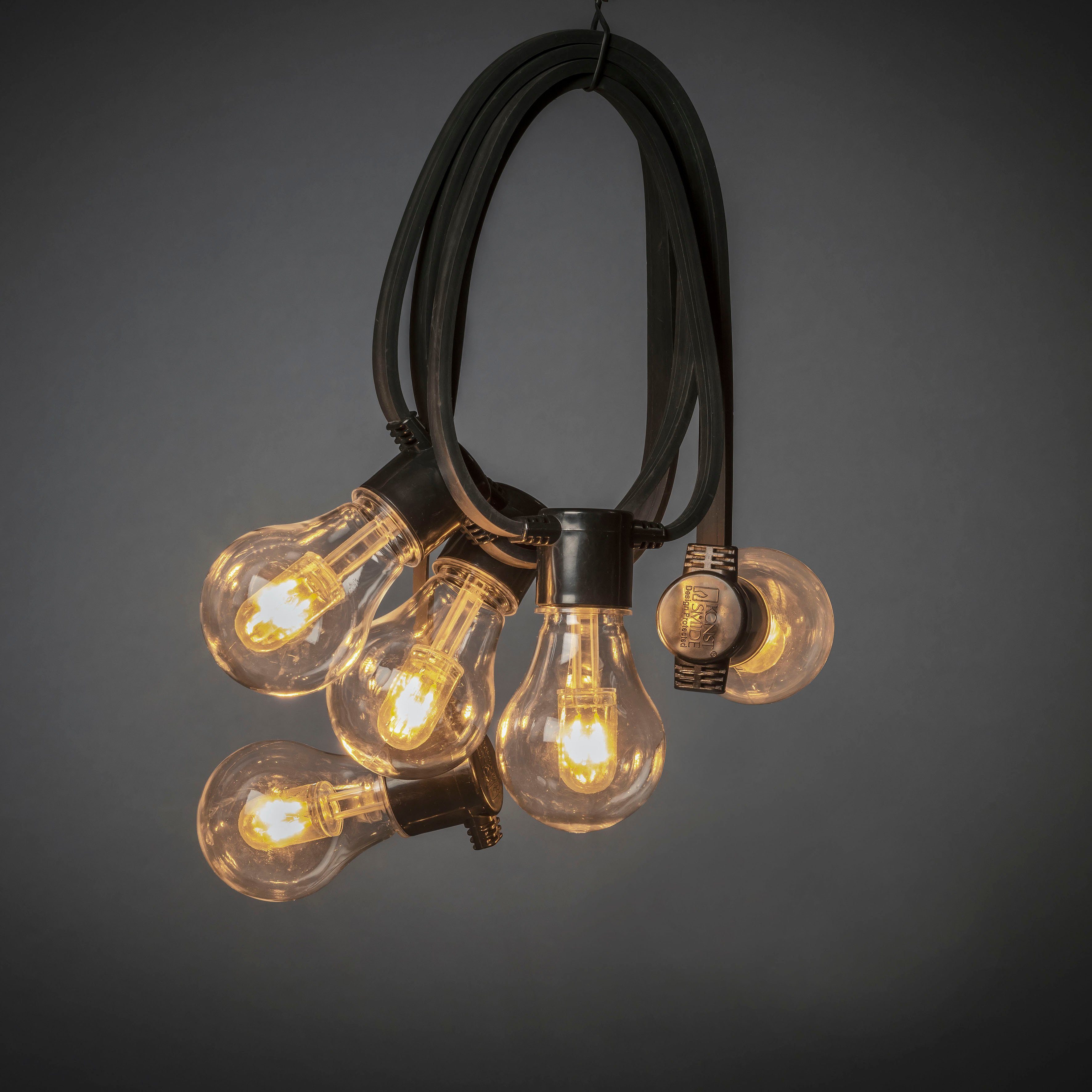 KONSTSMIDE Led-lichtsnoer LED solar biertuinketting, 10 amberkleurige diodes, timer Afstandsbediening dimbaar, 8 lichtfuncties, zonnebox oplaadbaar via USB (2 stuks)