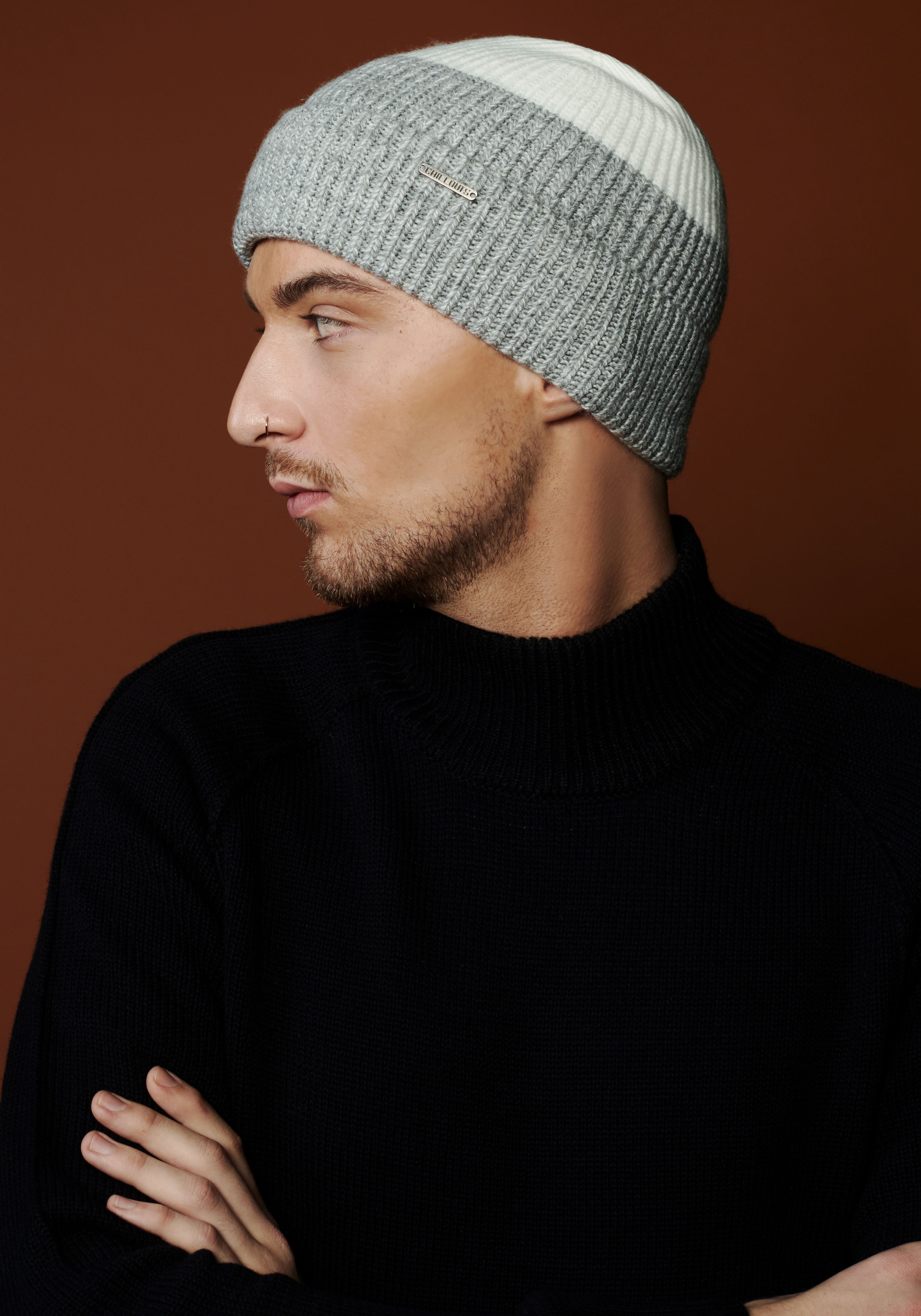 chillouts Beanie Felix Hat in two-tone look met omslag