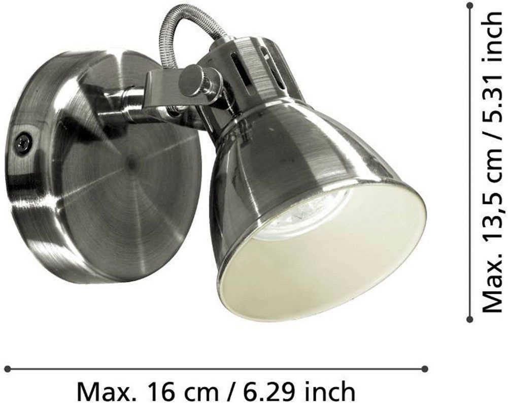 EGLO Led-wandlamp SERAS wandlamp, plafondspot, spot, ganglamp, nikkel-antiek, crème