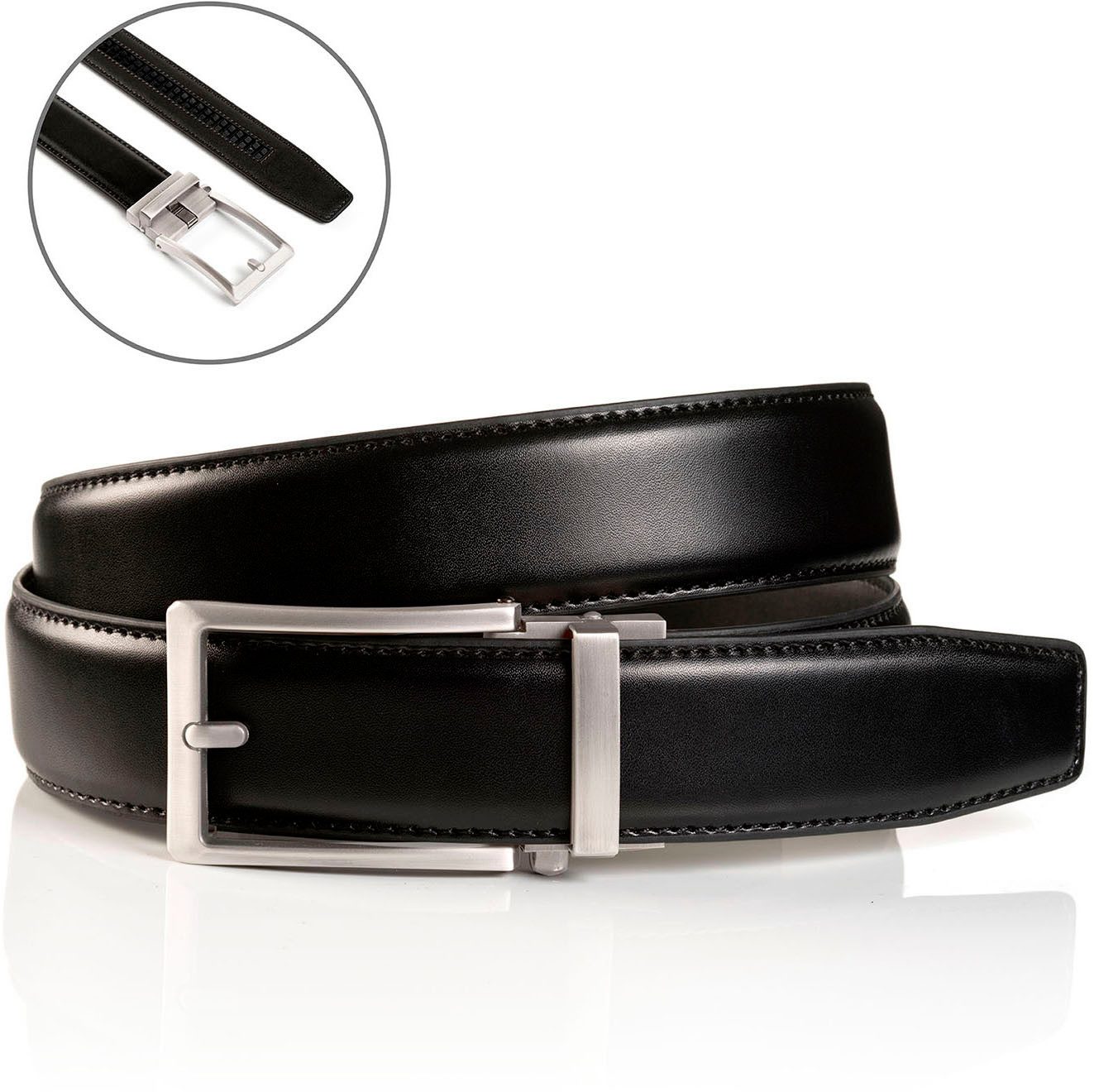 MONTI Leren riem 3,5 cm breed, klassiek-business, automatische sluiting - past altijd