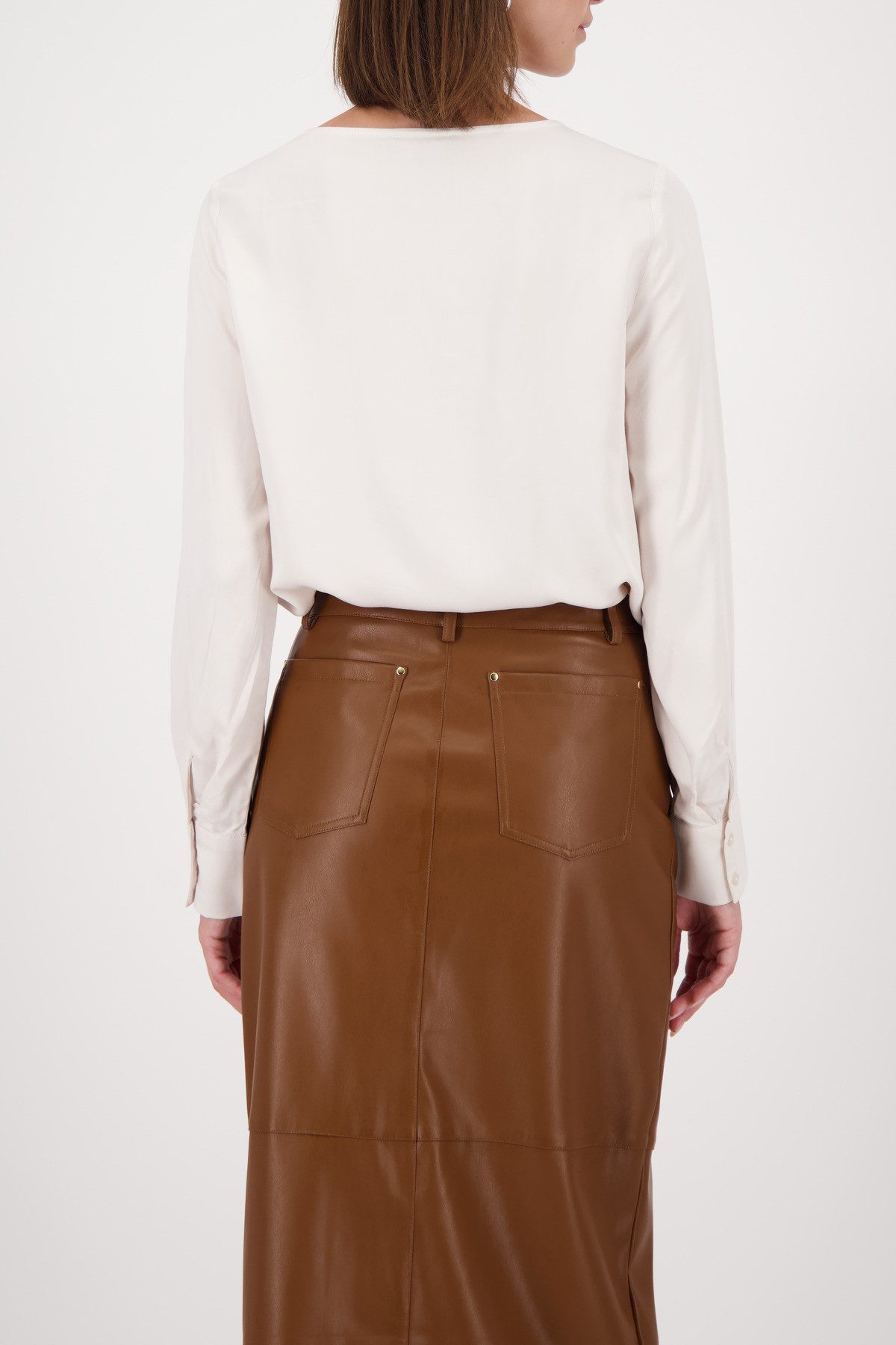 Monari Blouse met lange mouwen Regular fit met ronde hals met sierdetail