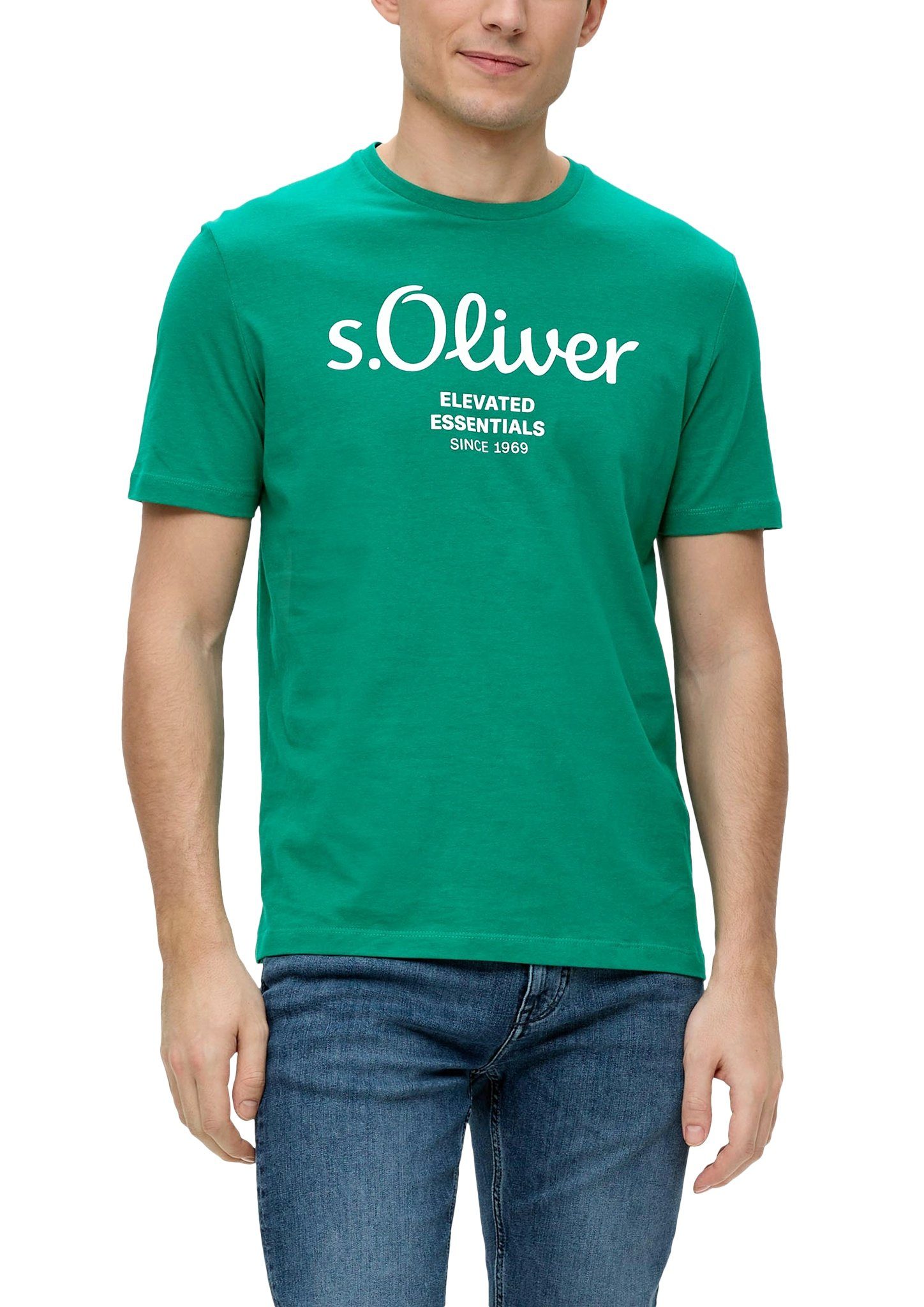 S.Oliver regular fit T-shirt met printopdruk groen
