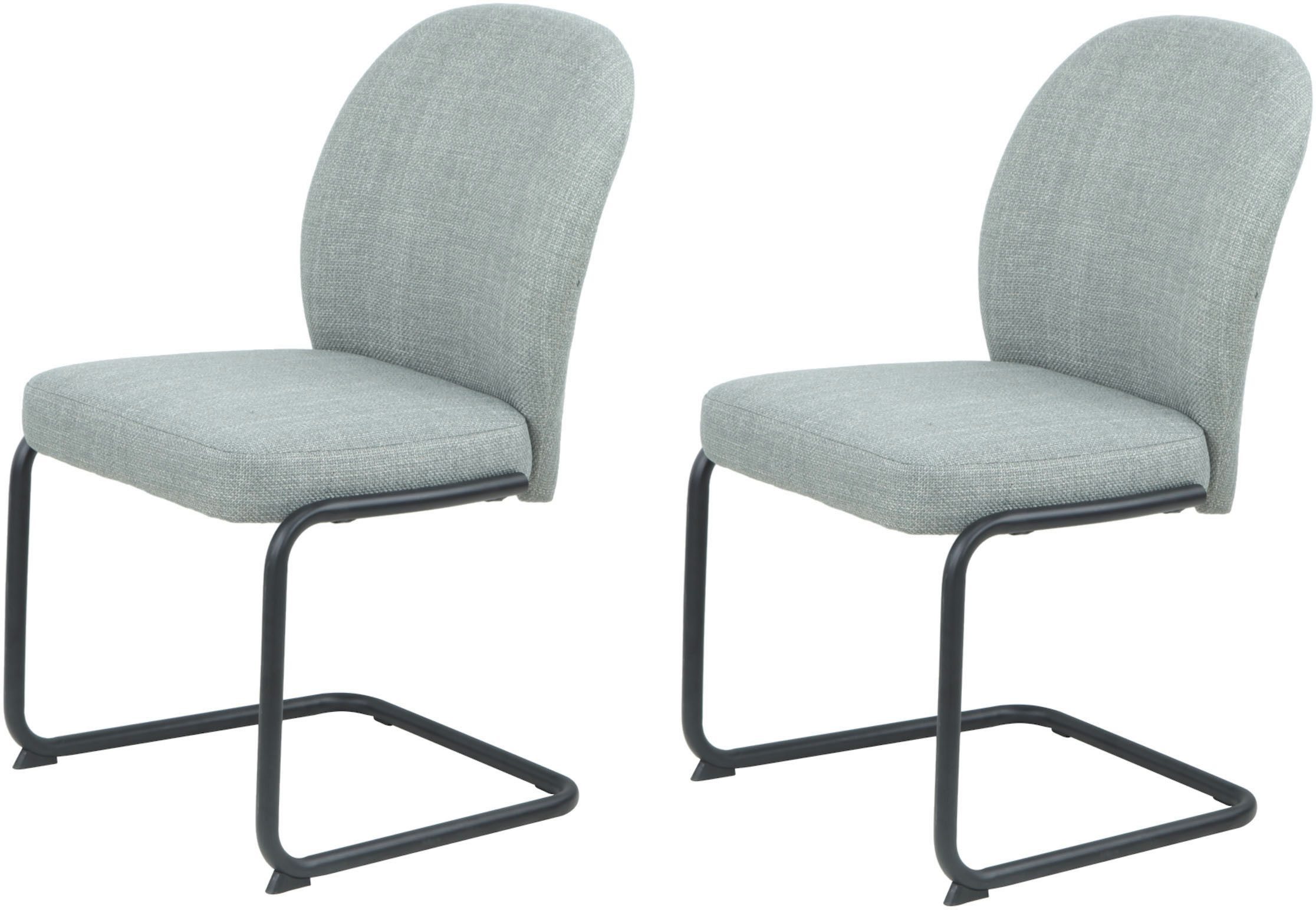 HELA Vrijdragende stoel KAREN Eetkamerstoel, ronde buisconstructie, gestoffeerd, geweven stof, schommelstoel (set, 2 stuks) zweefstoelen groen