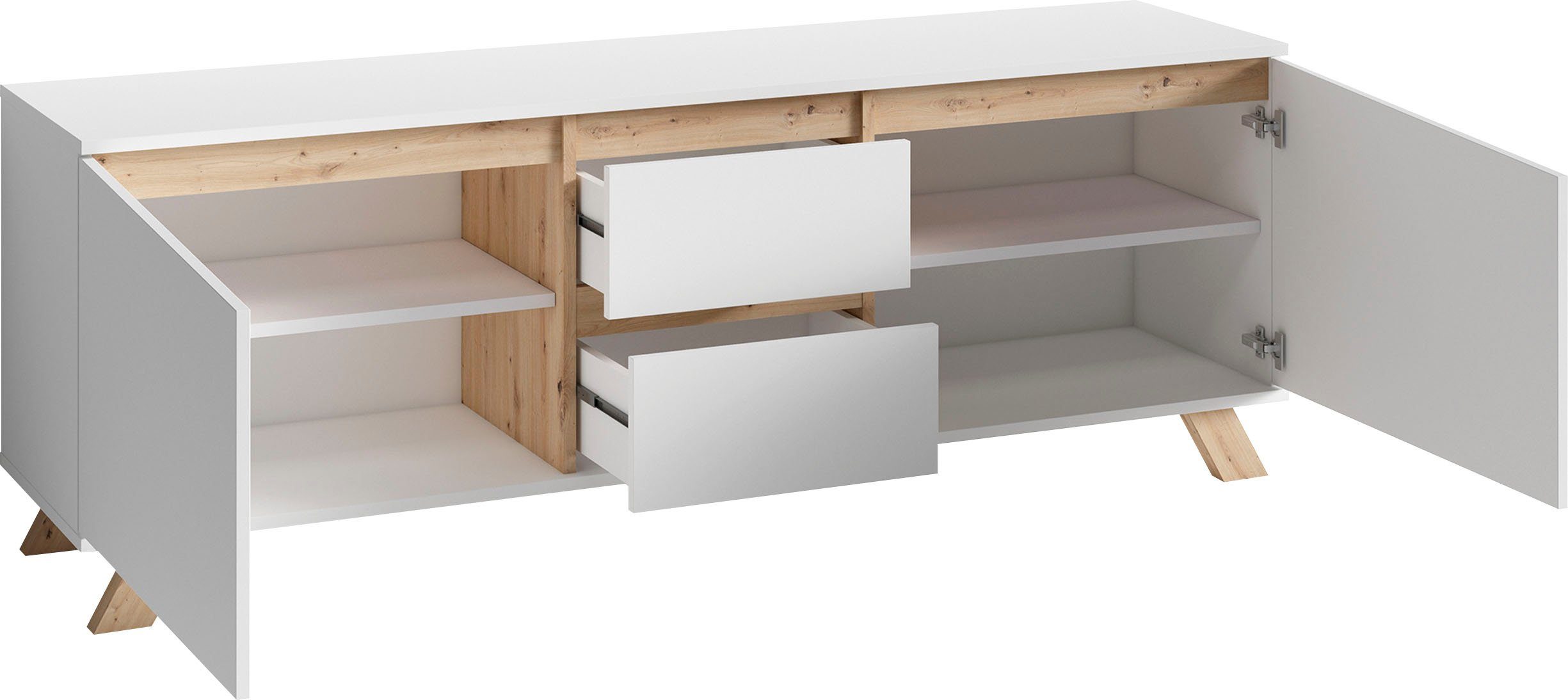 INOSIGN Tv-meubel VALENTIN 160 cm tv-meubel met 2 deuren en 2 lades in modern scandinavisch design