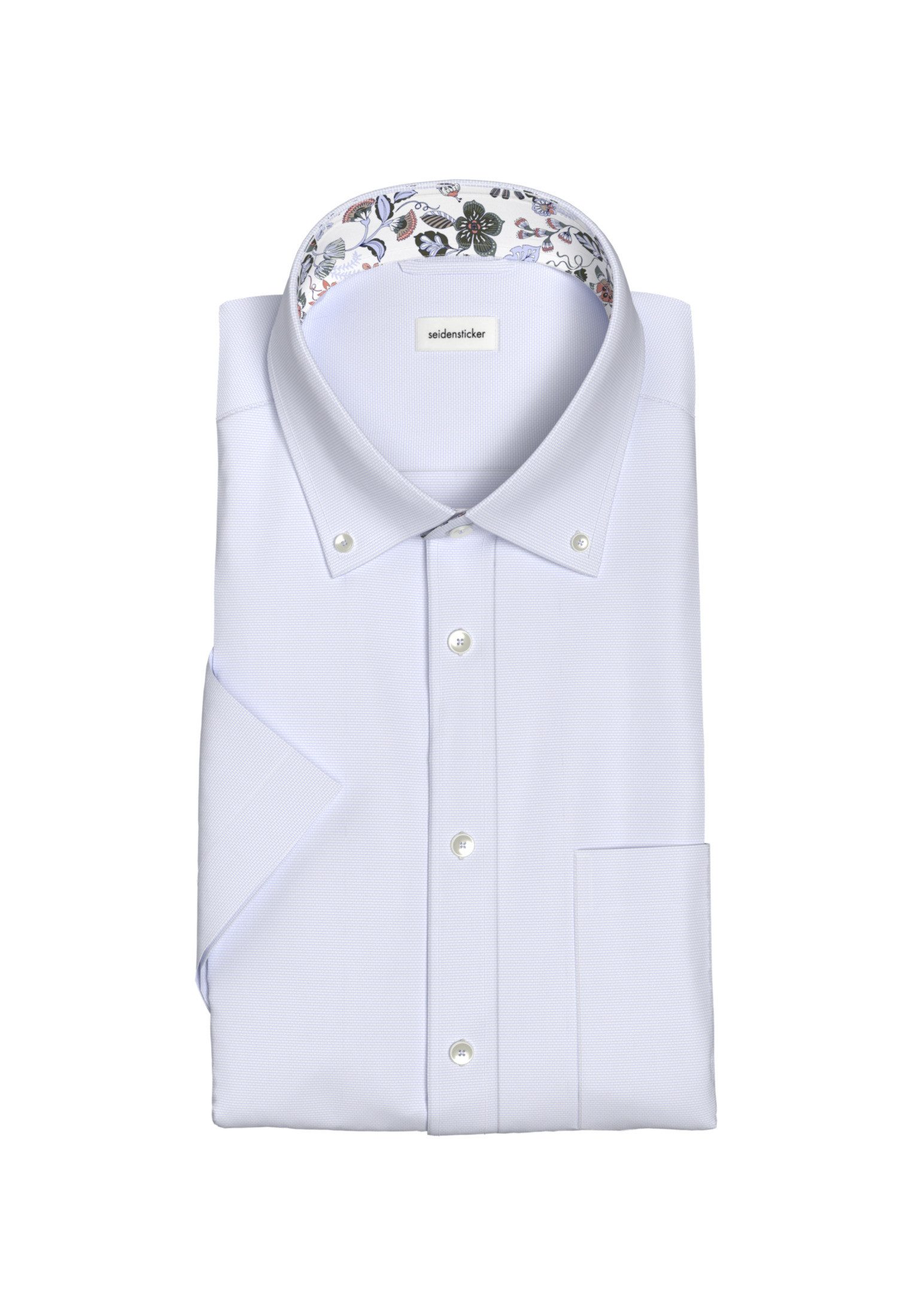 seidensticker Businessoverhemd Comfort korte mouw button-down kraag structuur