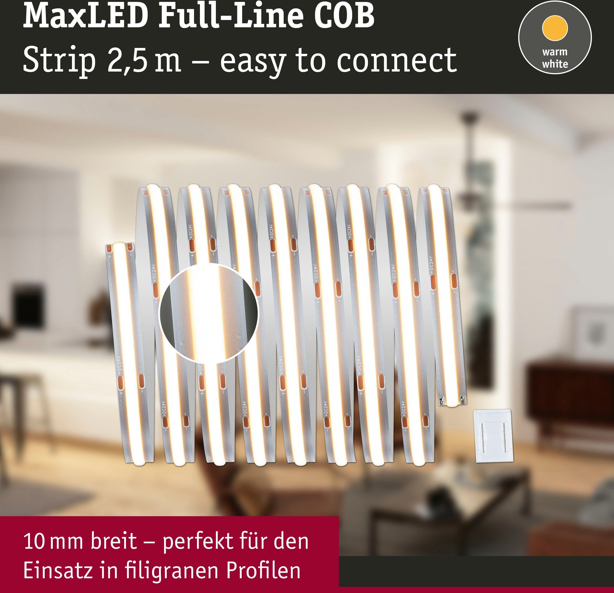 Paulmann Led-strepen MaxLED 500 Full-Line COB Enkelstrip 2,5m Warmwit 15W 1250lm 2700K (1 stuk)