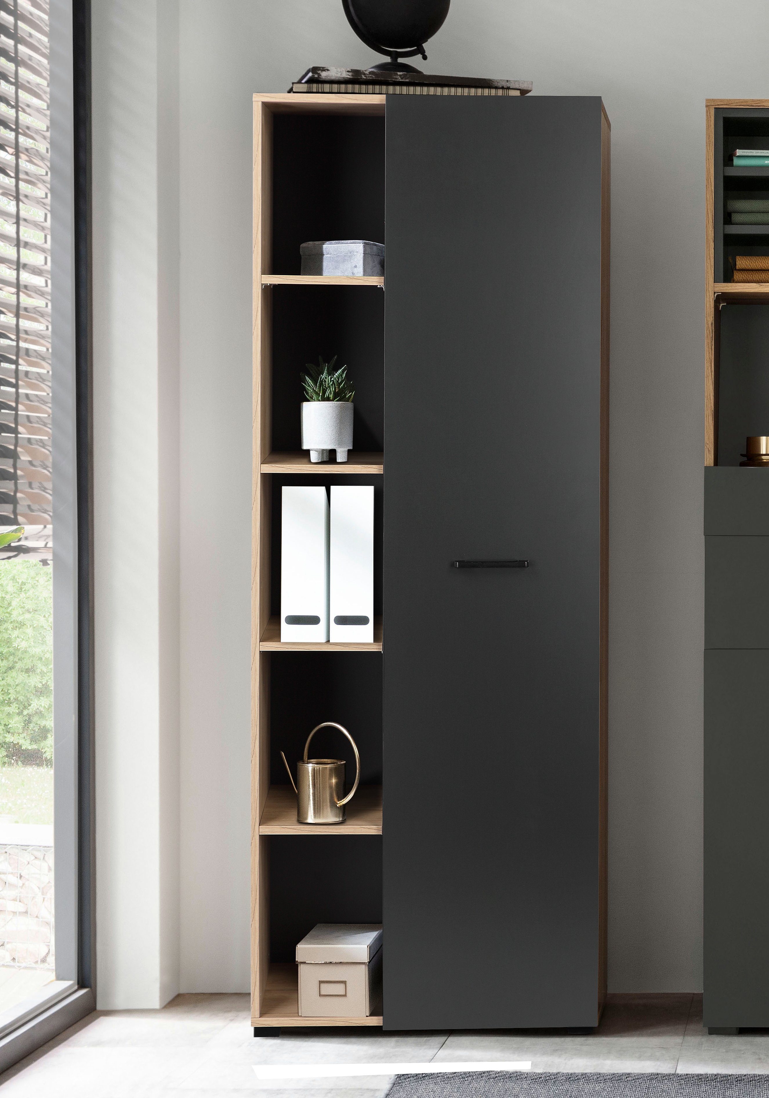 Places of Style Archiefkast Moid, moderne multifunctionele kast, Afmetingen: 64,5 x 41,5 x 175 cm, 5 vakken met veel opbergruimte