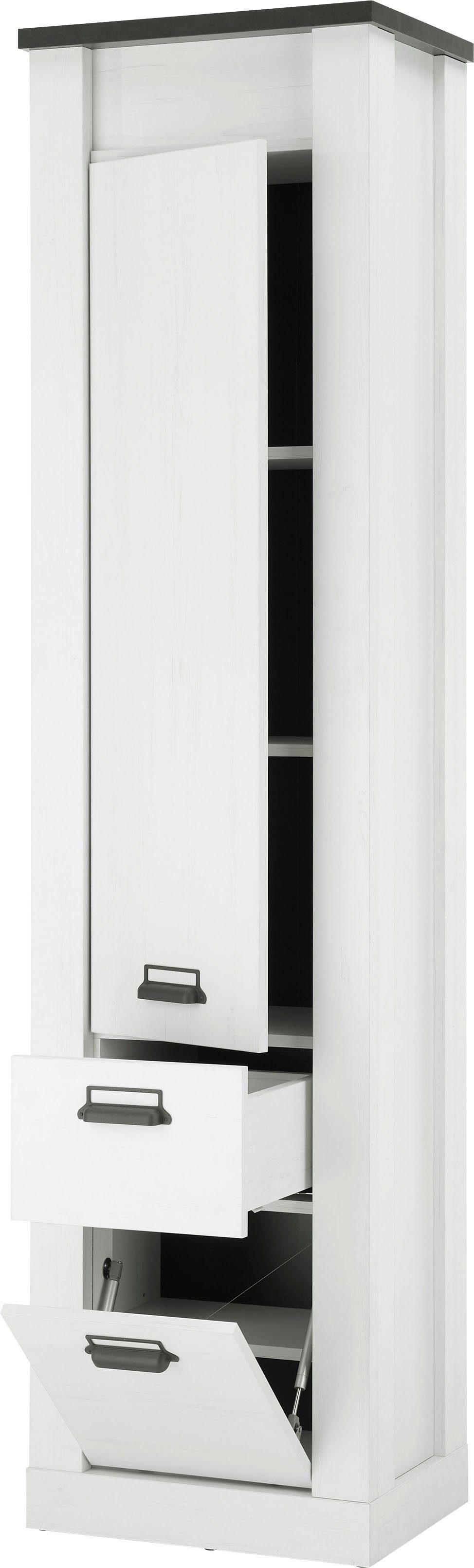 Home affaire Multifunctionele kast Sherwood in moderne houtlook, met metalen apothekers handgrepen, hoogte 201 cm