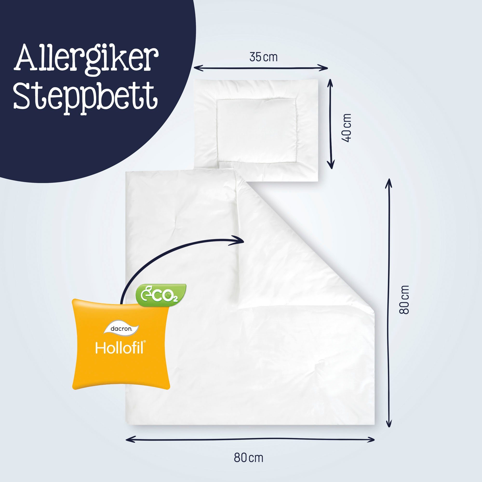 Zöllner 4-seizoenendekbed + hoofdkussen Hygienika, 2-delig, gemaakt in Duitsland Deken met kussen, deken 100x135 cm, kussen 40x60 cm en andere maten (voordeelset)