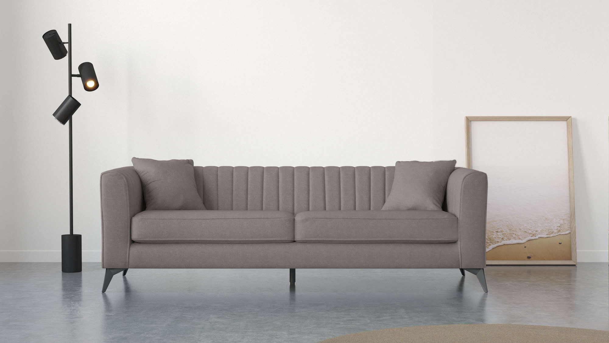 Places of Style 4-zitsbank MATTHEW elegant designsofa, afmetingen B/D/H: 231/86/74 cm XXL, stiksels in de rug, losse zitkussens, inclusief 2.