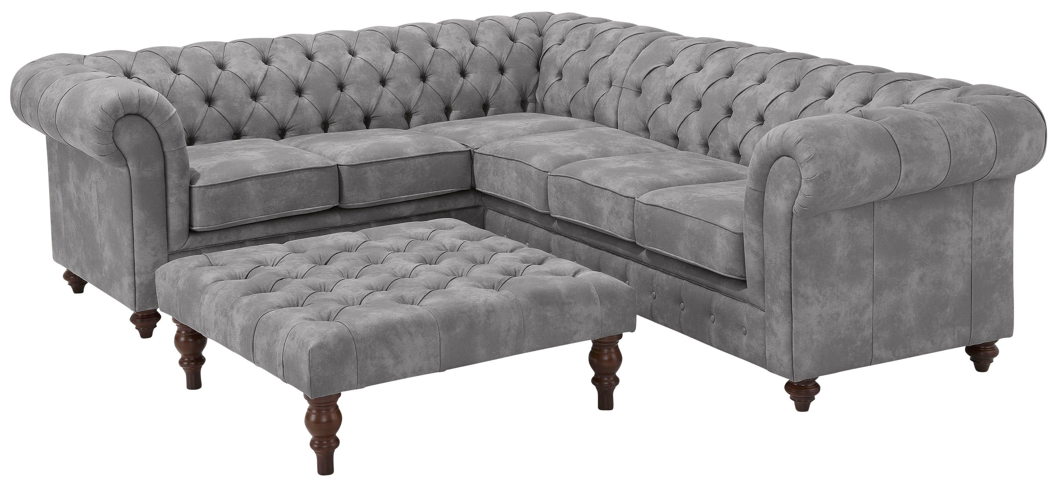 Home affaire Chesterfield-bank Chesterfield hoekbank, ook in leer L-vorm hoogwaardige knoopdetails, langer gedeelte links of rechts naar keuze
