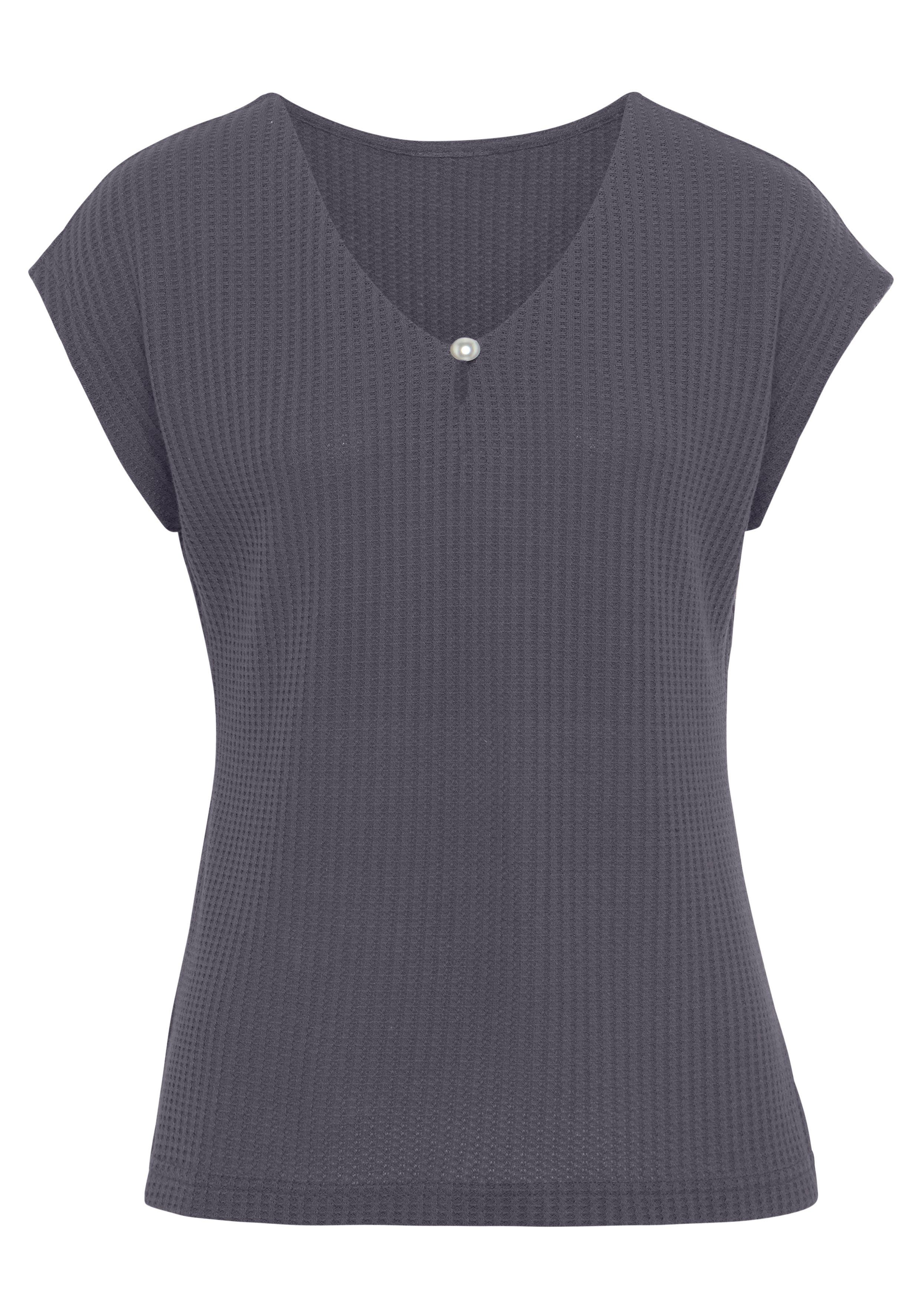 Lascana Shirt met korte mouwen Met sierkraaltje van zachte piquékwaliteit (2-delig, Set van 2)