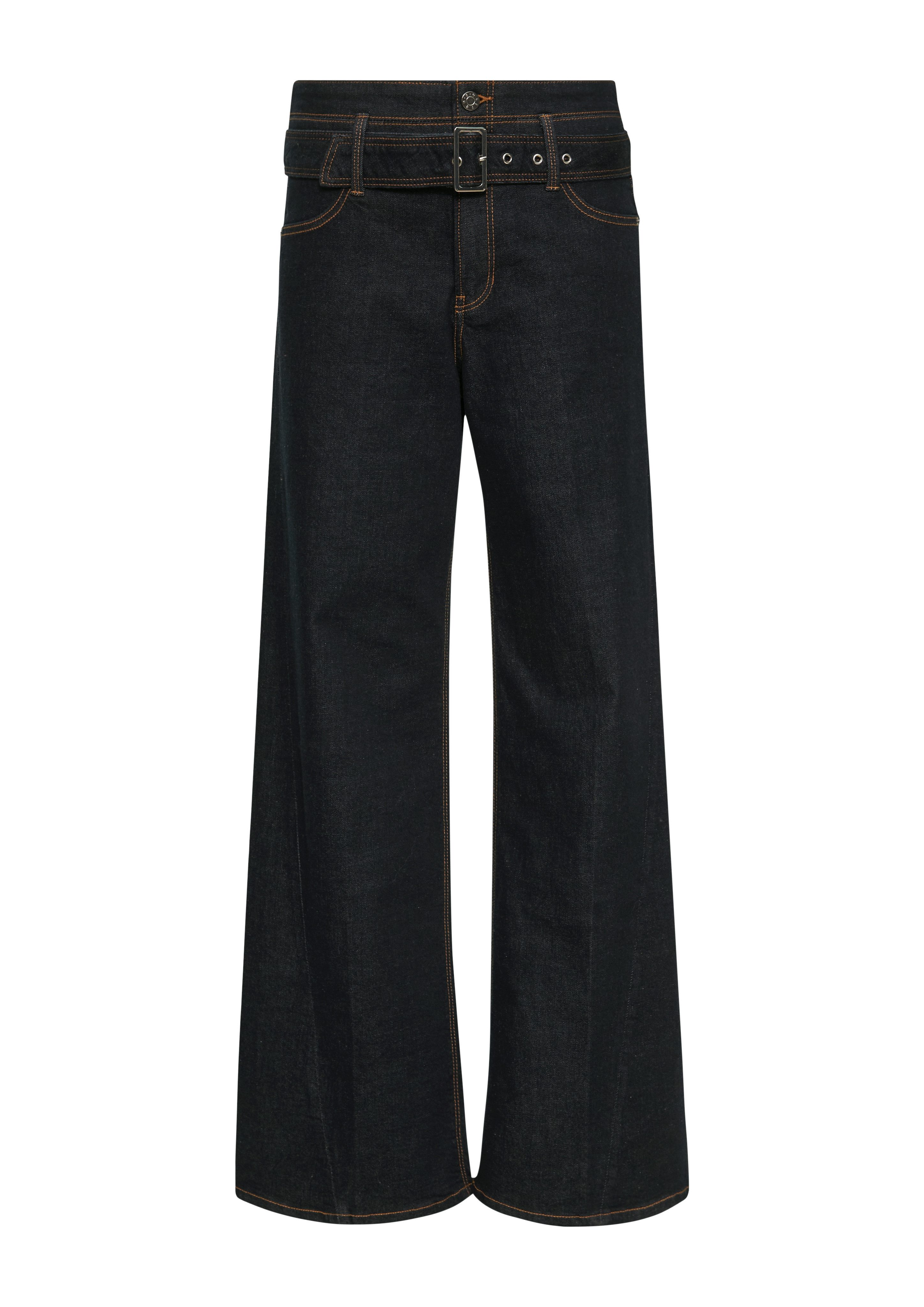 s.Oliver 5-pocket jeans Suri met textielriem en brede pijp