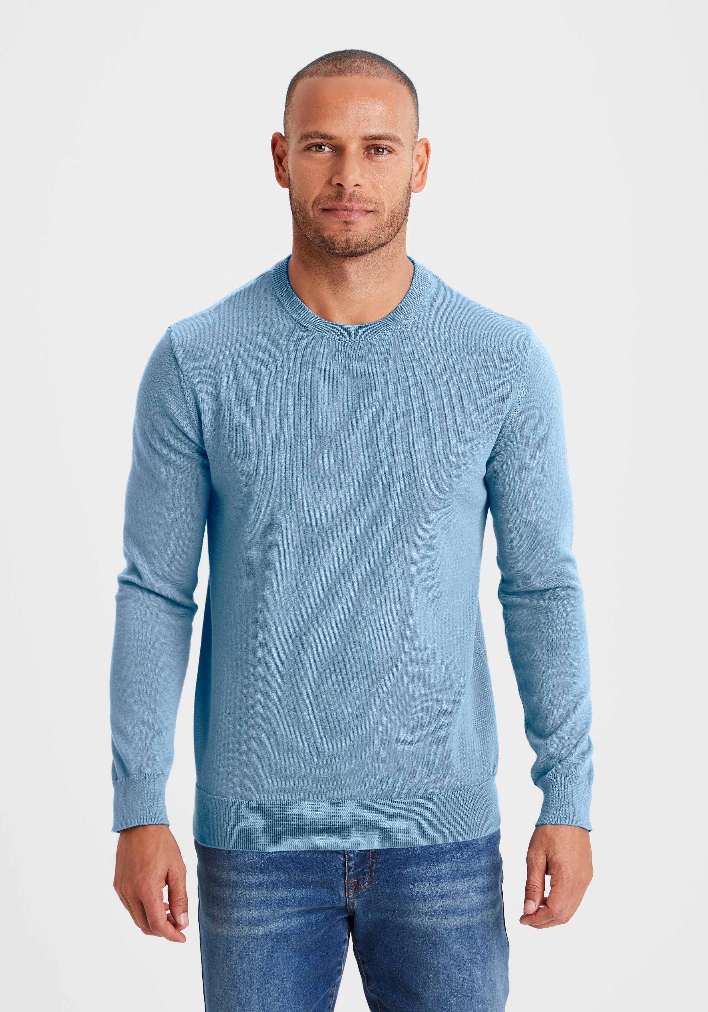 H.I.S Gebreide trui Regular fit lange mouwen pullover van fijn breiwerk katoenmix