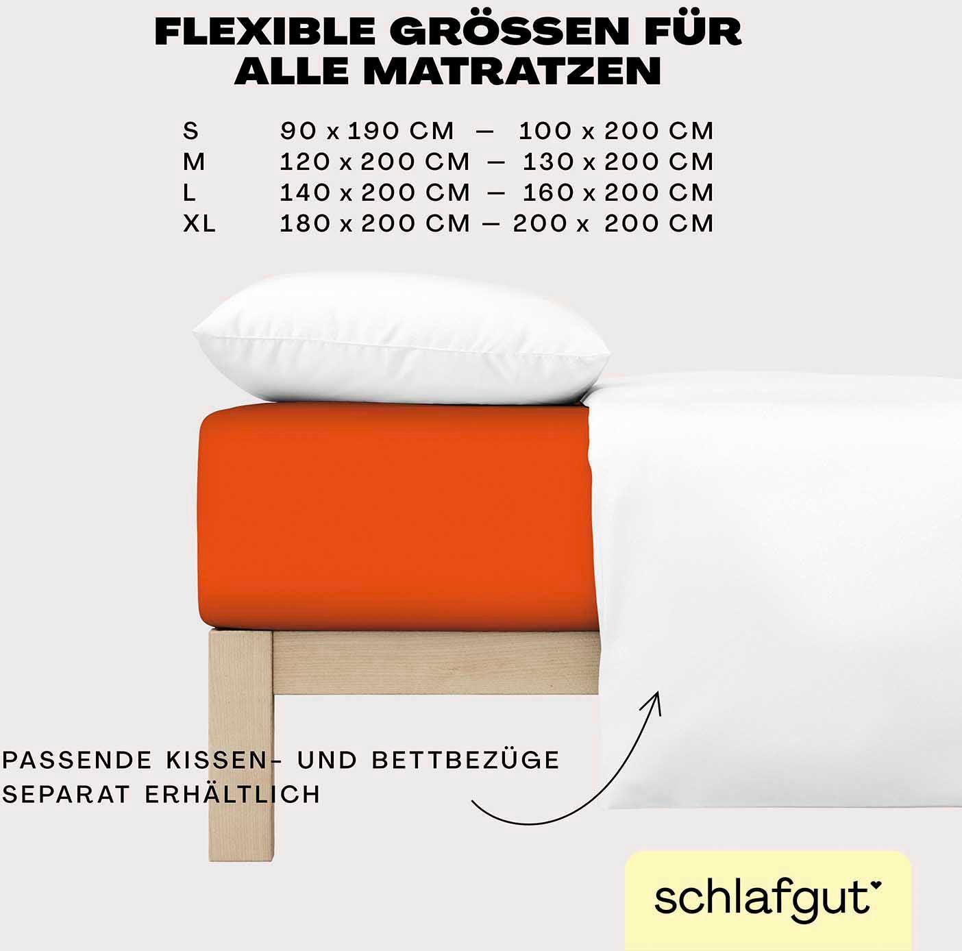 Schlafgut Hoeslaken EASY van 100% katoen, zacht & absorberend, merk-beddengoed voor matrassen tot 22 cm hoogte, in 90x200, 140x200 of 180x200 cm (1 stuk)