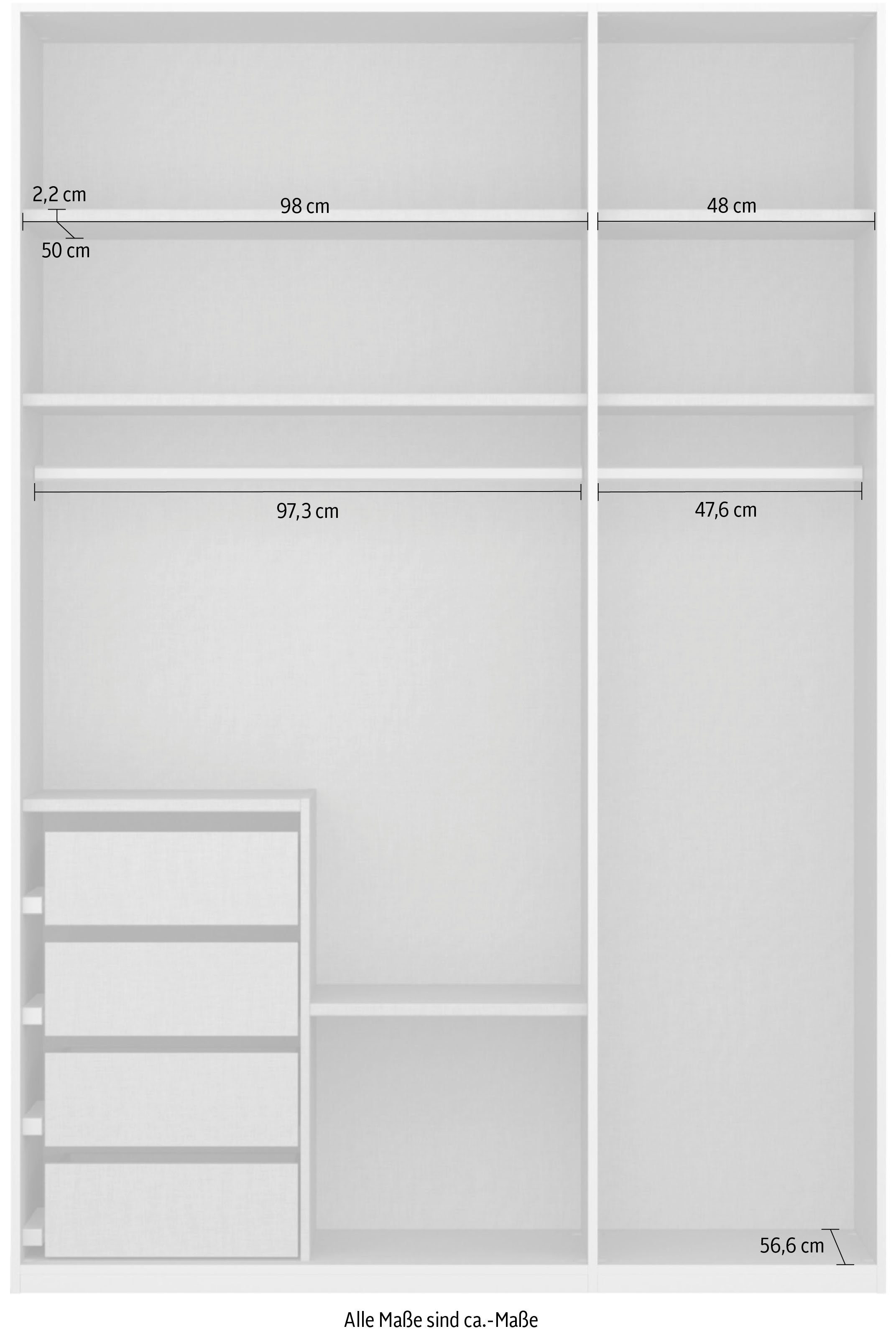 rauch Draaideurkast Skat Pure met elegante handgrepen en praktische inrichting