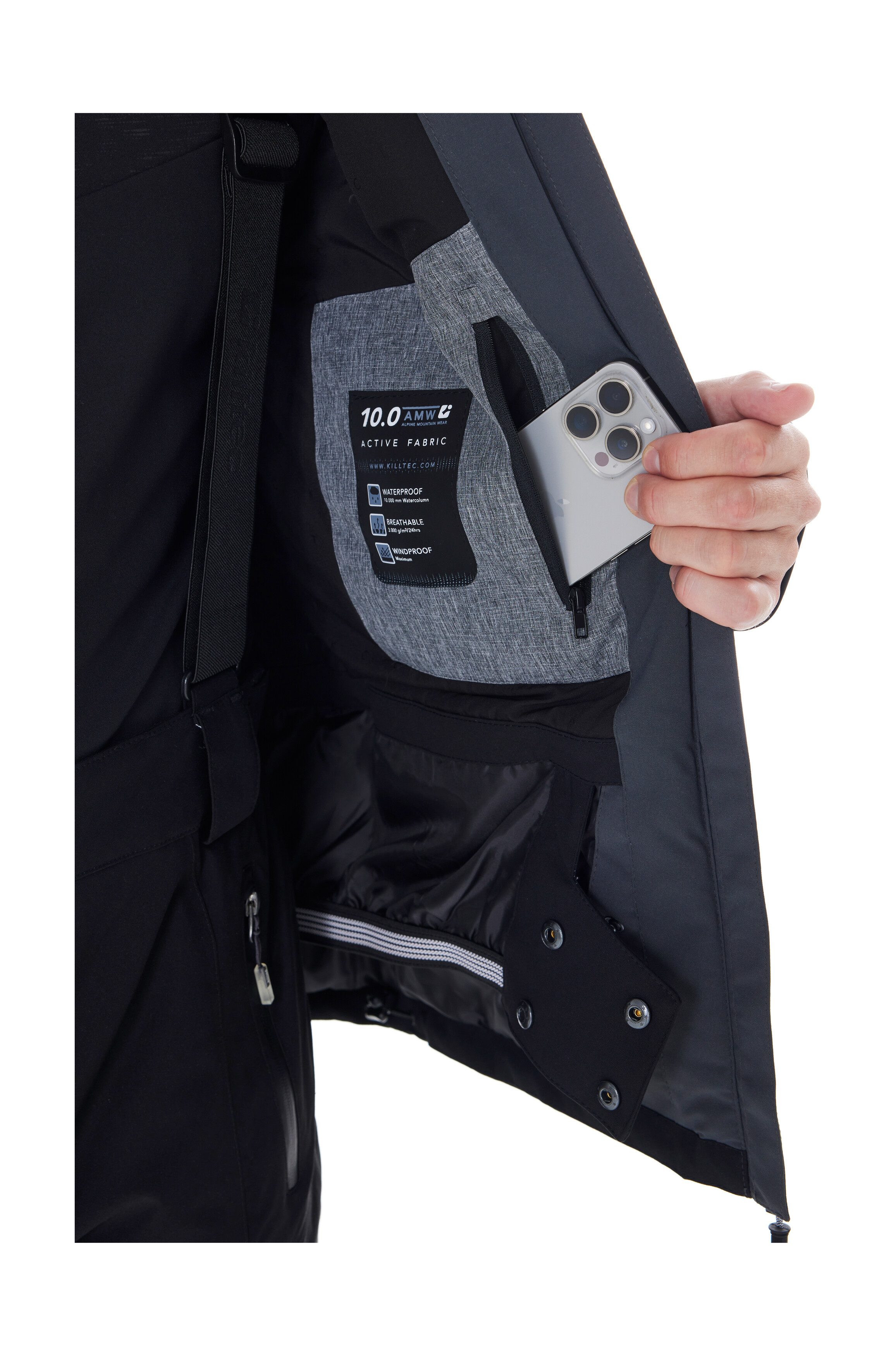 Killtec Ski-jack KSW 45 MN SKI JCKT Trendy, waterdichte ski-jas met afneembare kap en sneeuwvanger