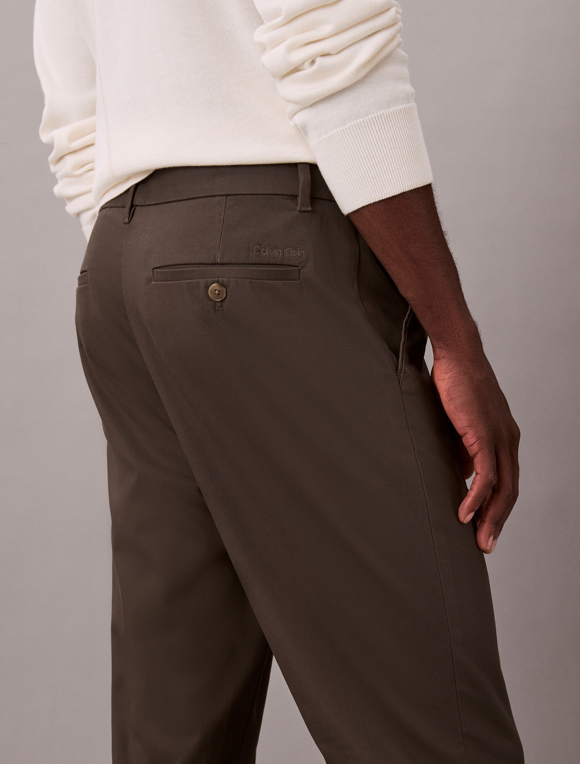 Calvin Klein Stoffen broek SLIM TAPERED SATEEN CHINO TROUSE