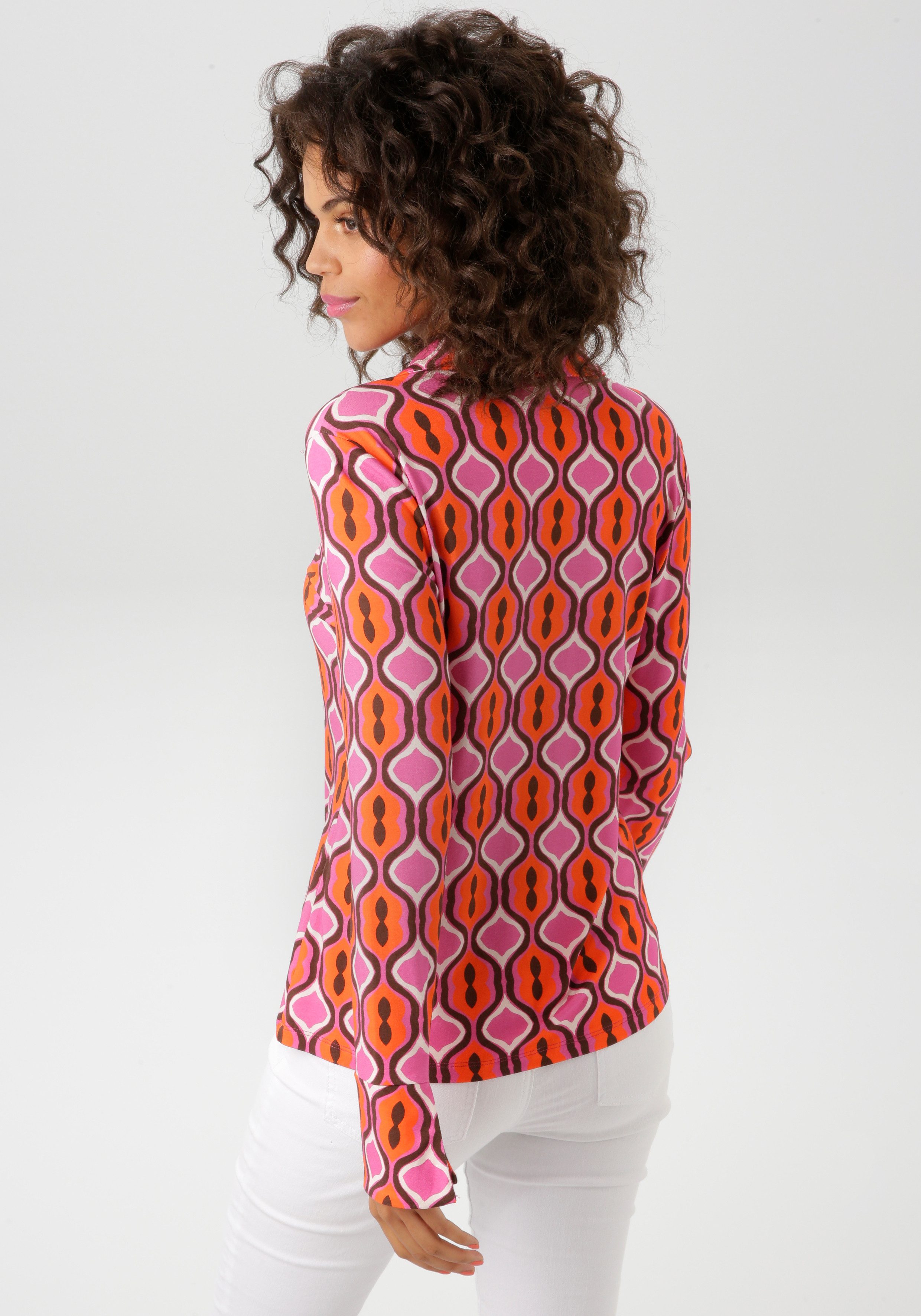 Aniston CASUAL Overhemdblouse met extravagante kleurrijke retro-patroon