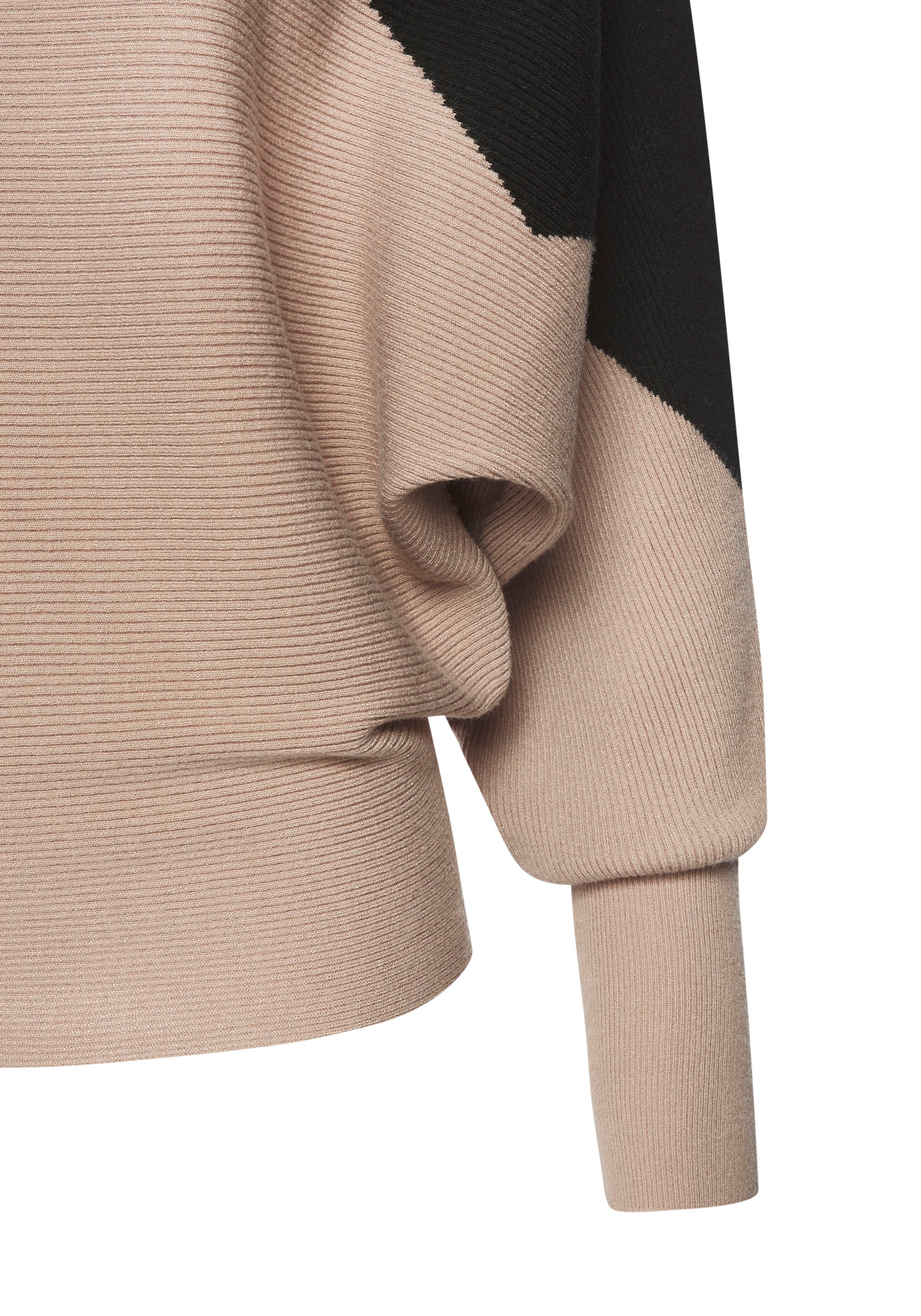 Lascana Gebreide trui met colorblock-look vleermuismouwen, modieus