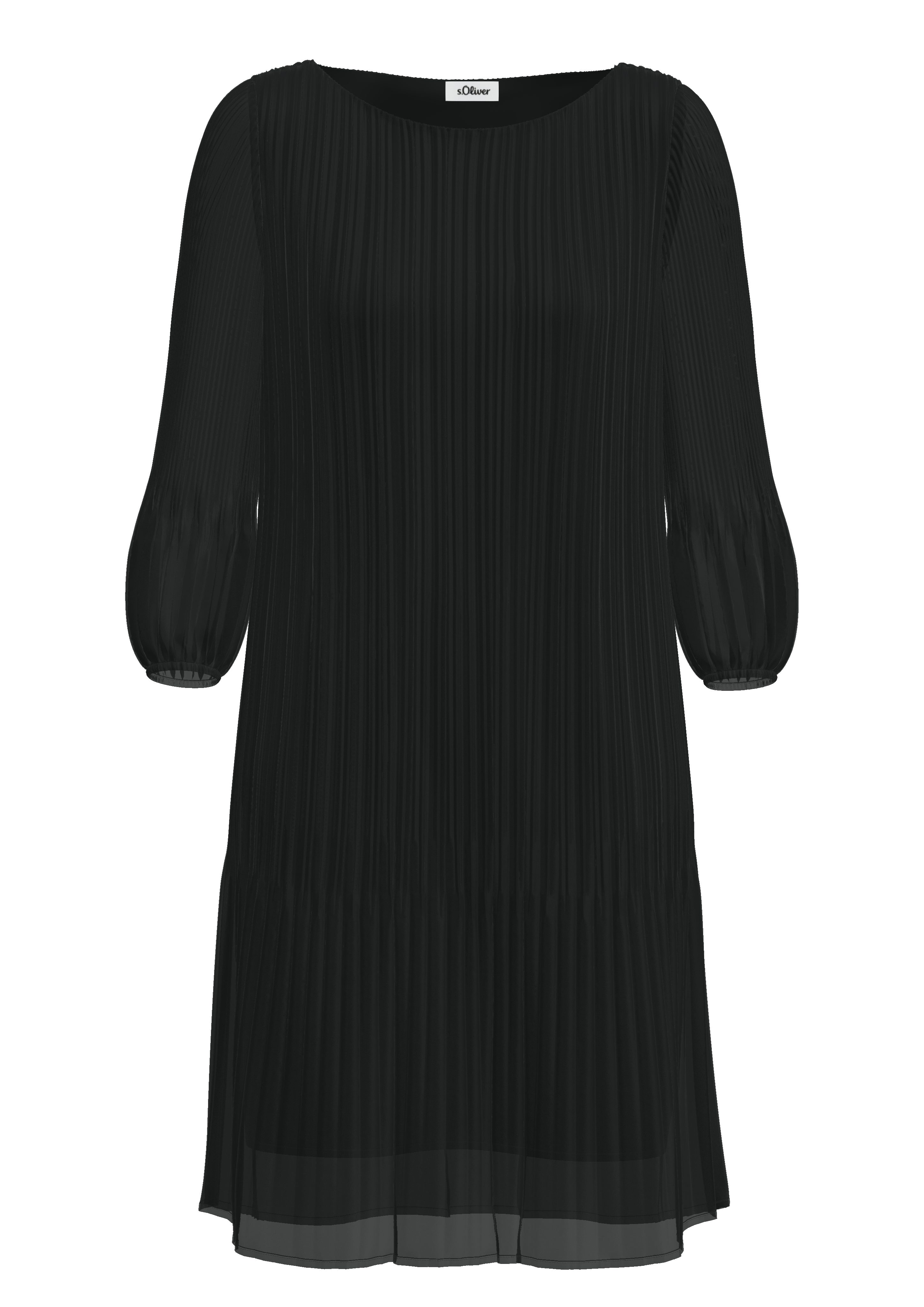 s.Oliver BLACK LABEL Plisséjurk halftransparant met u-boot uitsnede