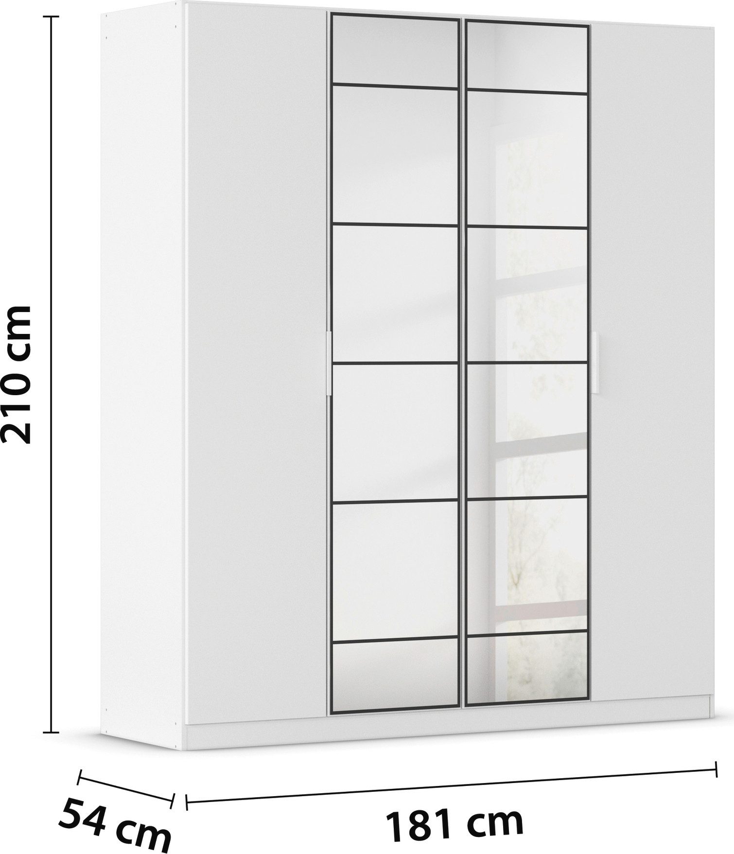 rauch Draaideurkast Kledingkast Kast Garderobe Slaapkamerkast ACERO Middeldeuren met spiegel in moderne loft-look MADE IN GERMANY