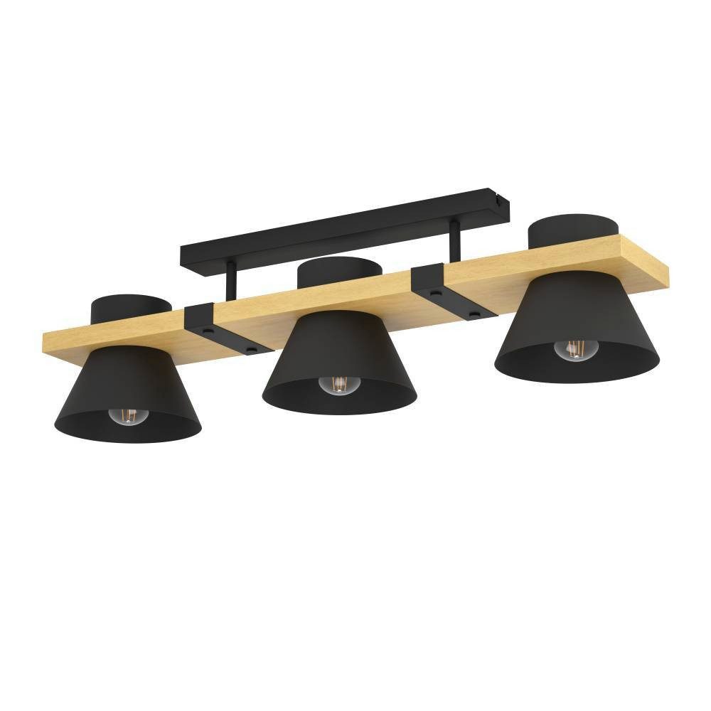 EGLO Plafondlamp MACCLES Plafondlamp, woonkamerlamp, hout en metaal, zwart, plafondspot (1 stuk)