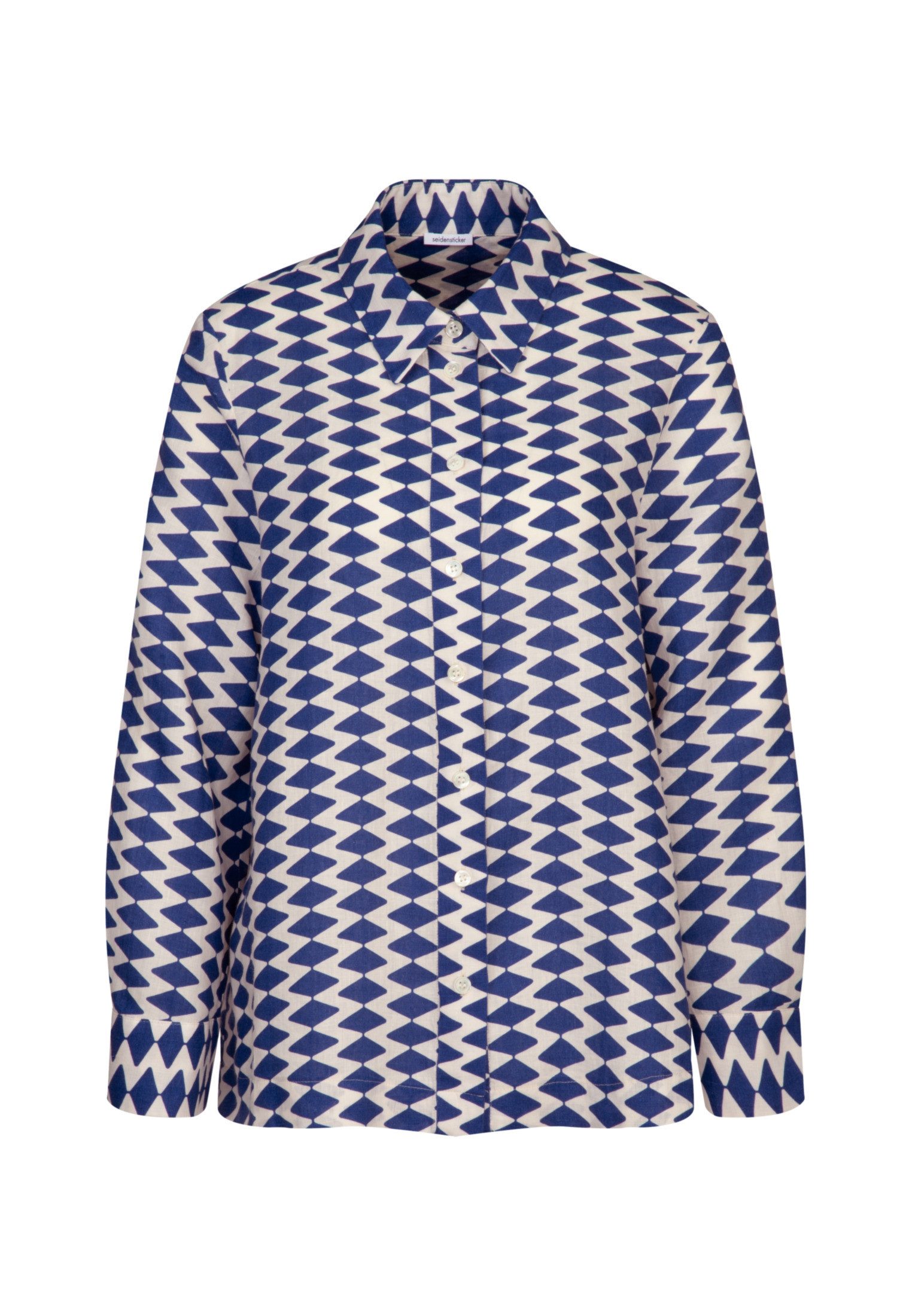 seidensticker Overhemdblouse Zwarte roos Lange mouwen kraag geometrische motieven