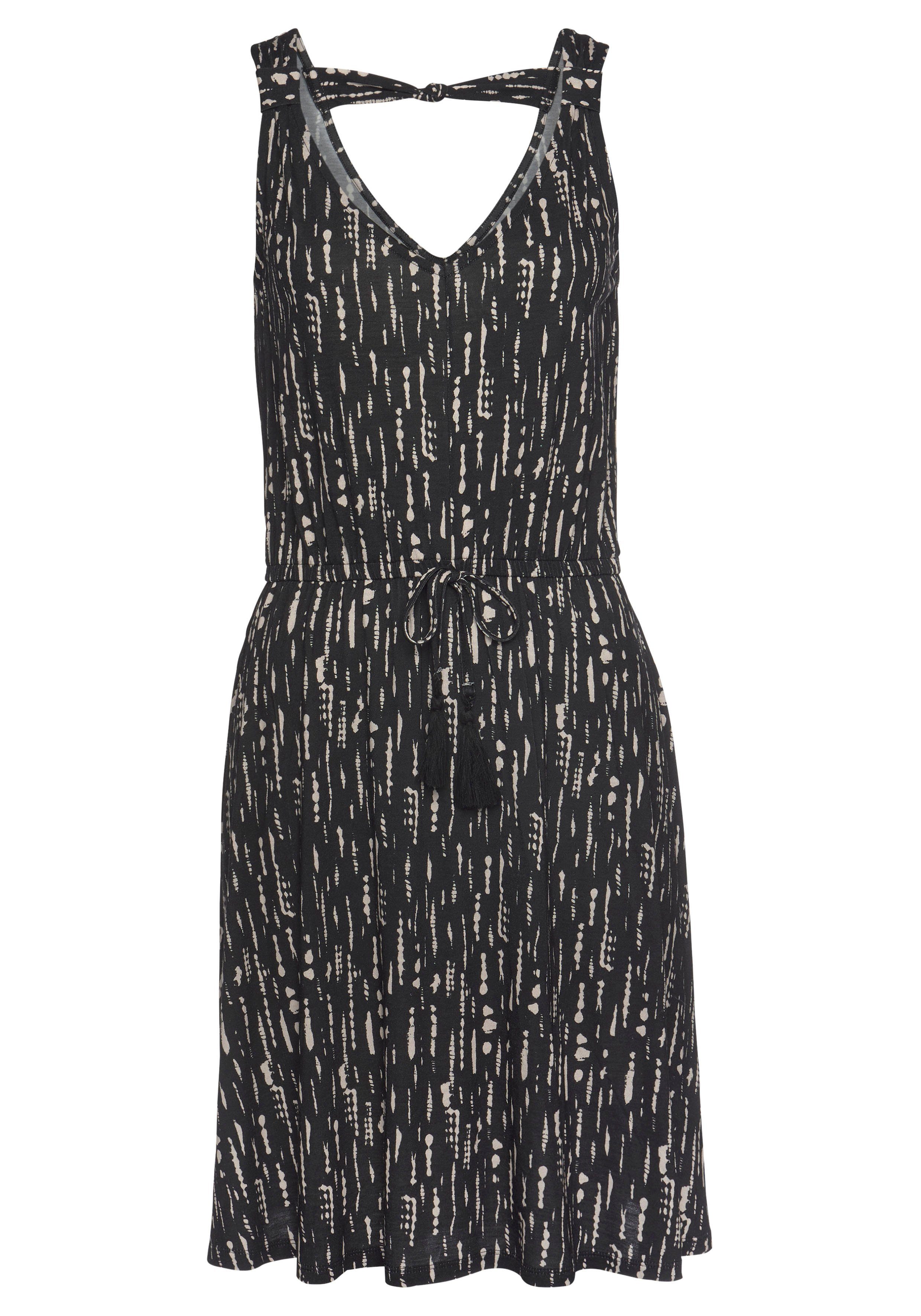 s.Oliver RED LABEL Beachwear Gedessineerde jurk met sierband op de rug, korte zomerjurk met all-over print, strandjurk