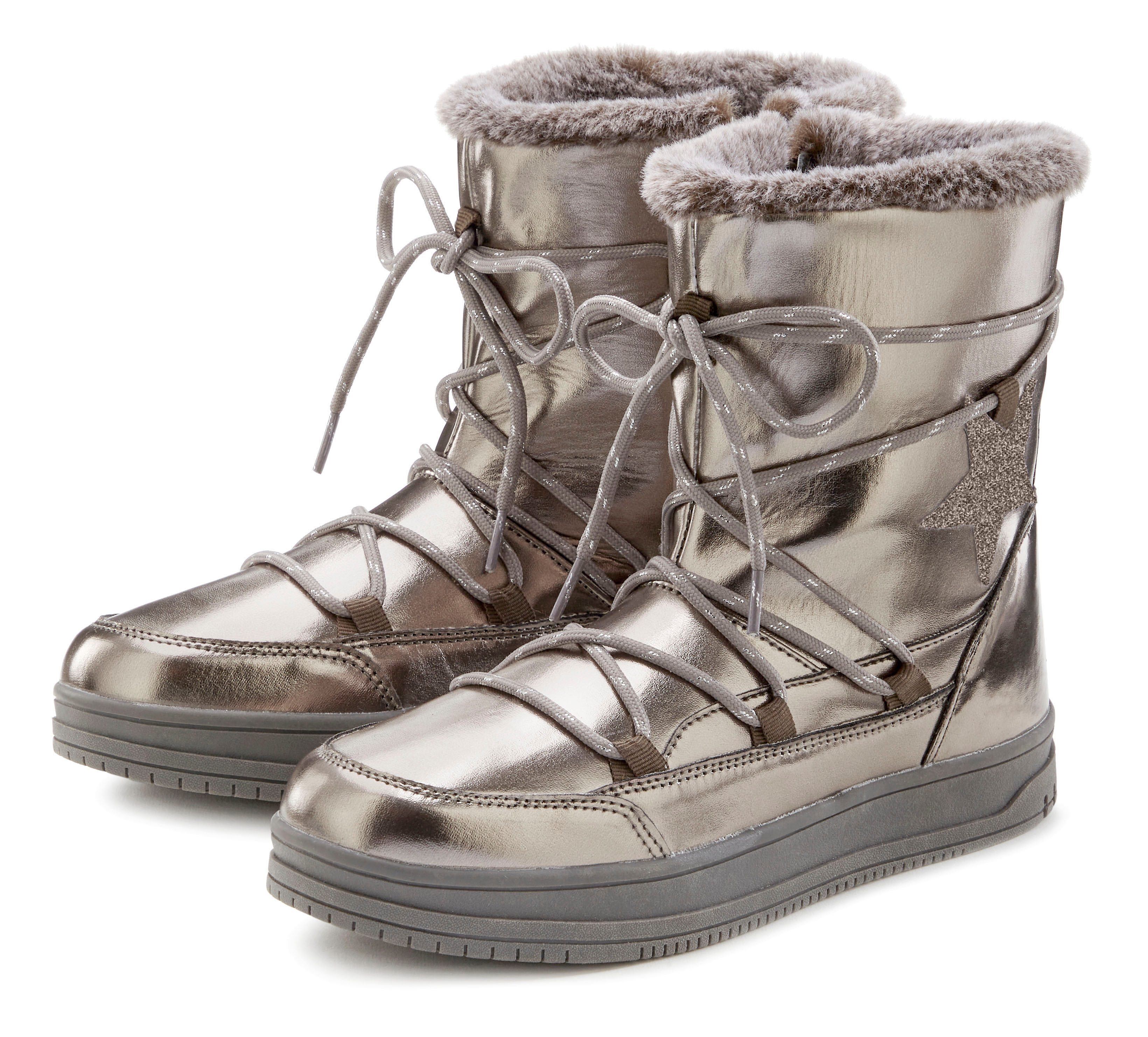 Lascana Winterlaarzen met warm voering & glitterdetail, snowboots, winterlaarzen, enkellaars