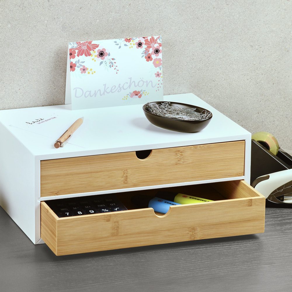 KESPER for kitchen & home Stellingkast Mini-commode met 2 legplanken, wit/bruin, FSC (1 stuk)