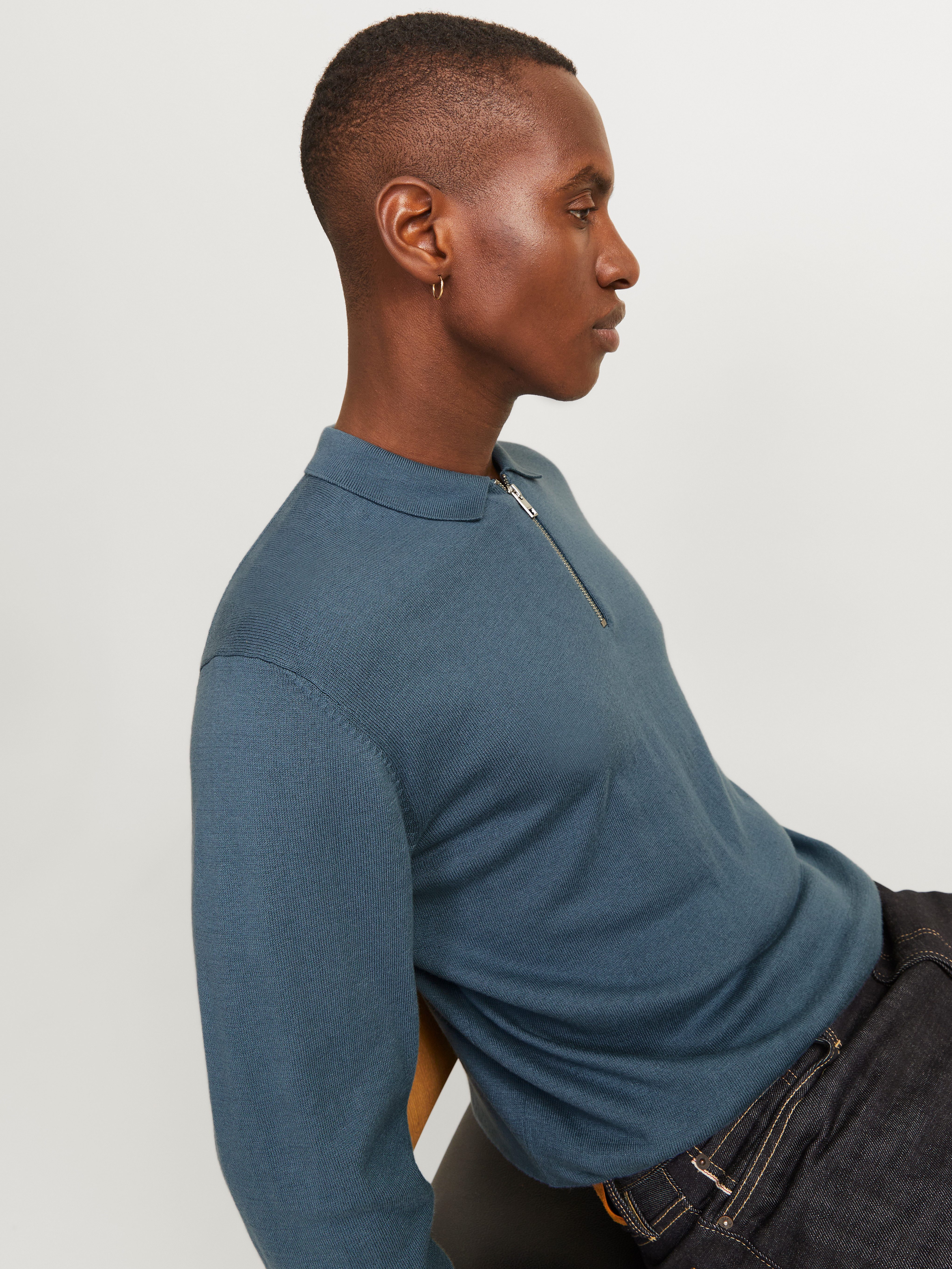 Jack & Jones Trui met polokraag JJEEMIL KNIT POLO HALF ZIP LS NOOS