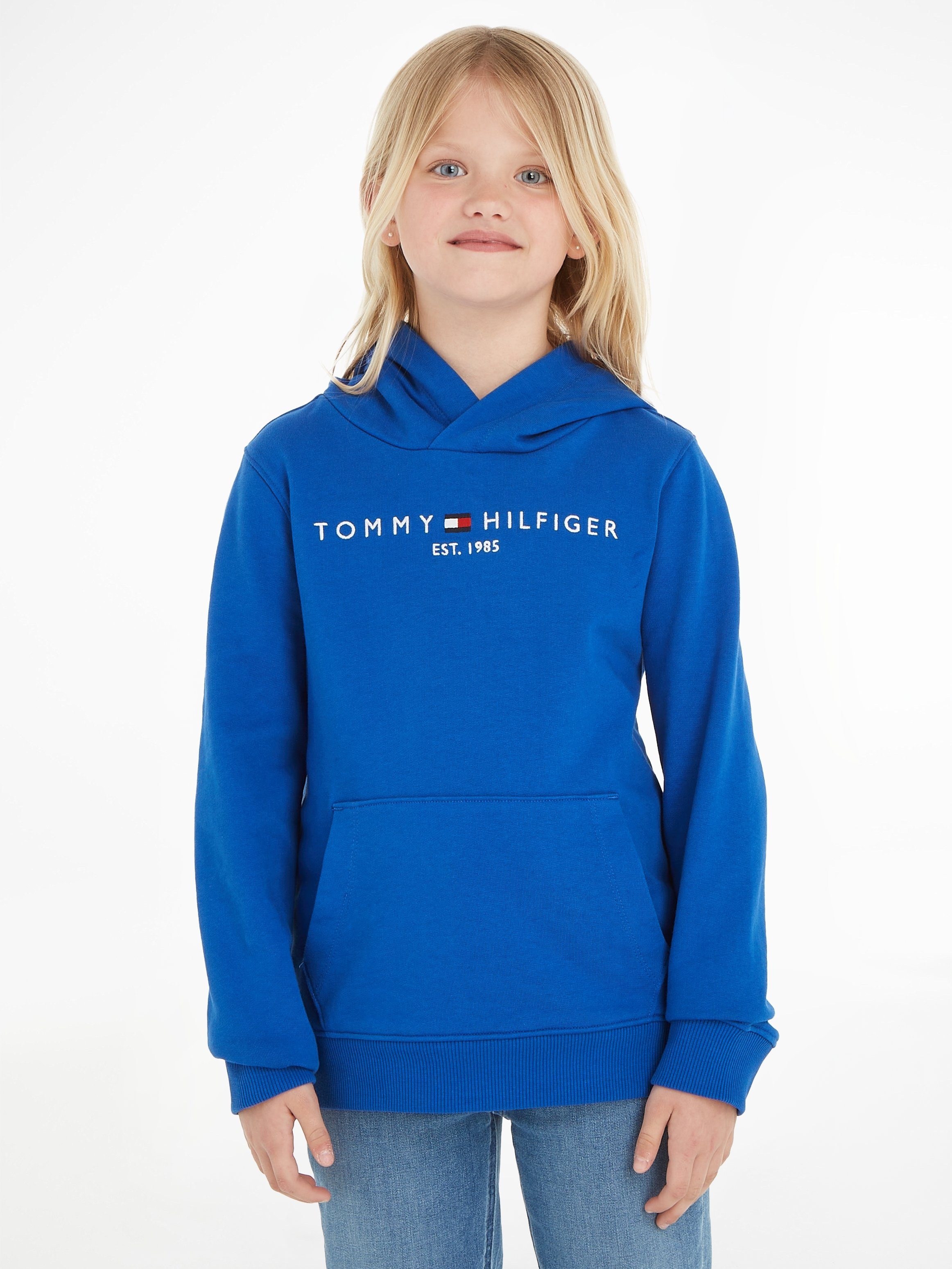 Tommy Hilfiger hoodie met tekst felblauw Sweater Tekst 104
