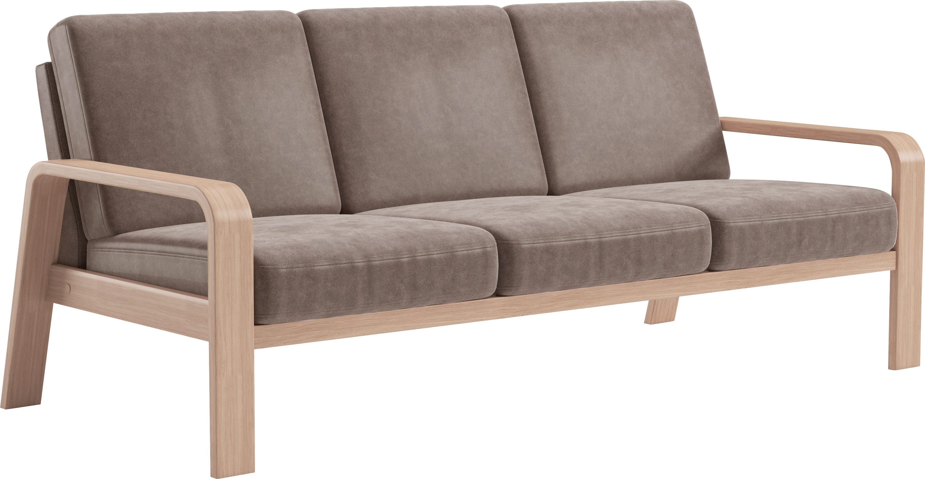 sit&more 3-zitsbank Kolding Armleuningen van natuurlijk beukenhout, verschillende bekledingen en kleuren